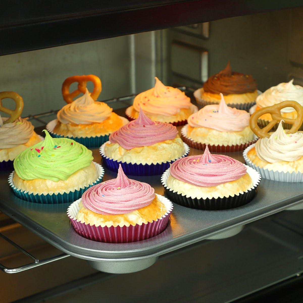 Forros de Cupcake GiFBERA 100 Unidades Metálicos Aqua