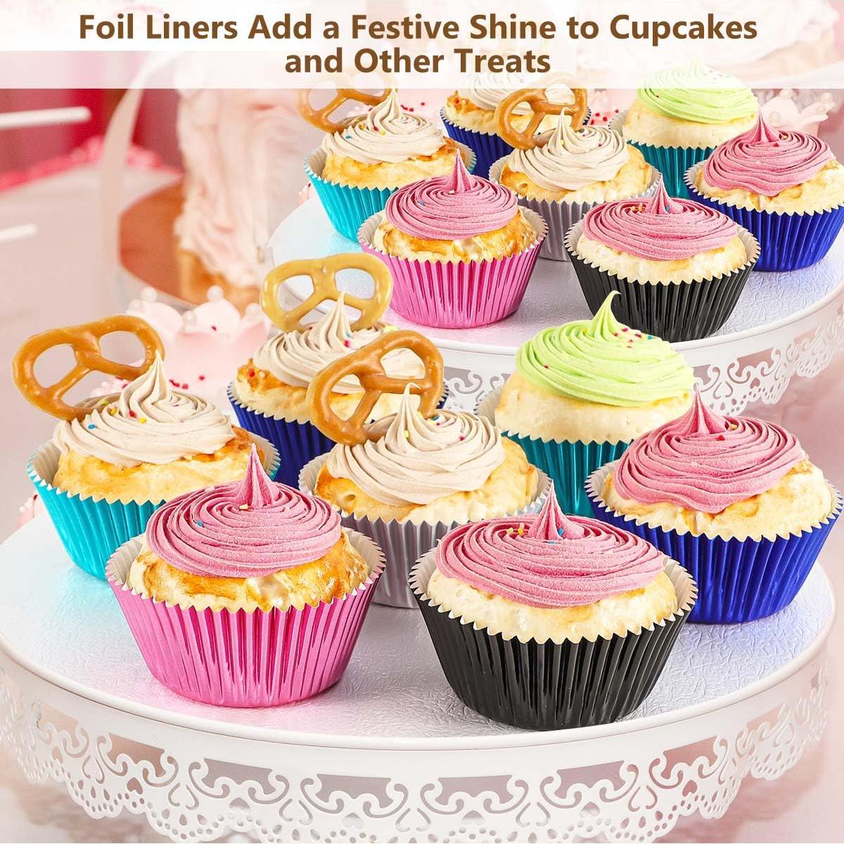 Forros de Cupcake GiFBERA 100 Unidades Metálicos Aqua