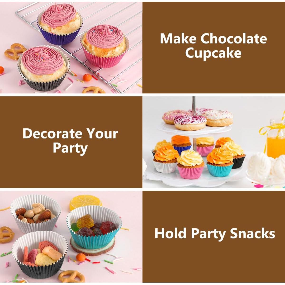 Forros de Cupcake GiFBERA 100 Unidades Metálicos Aqua