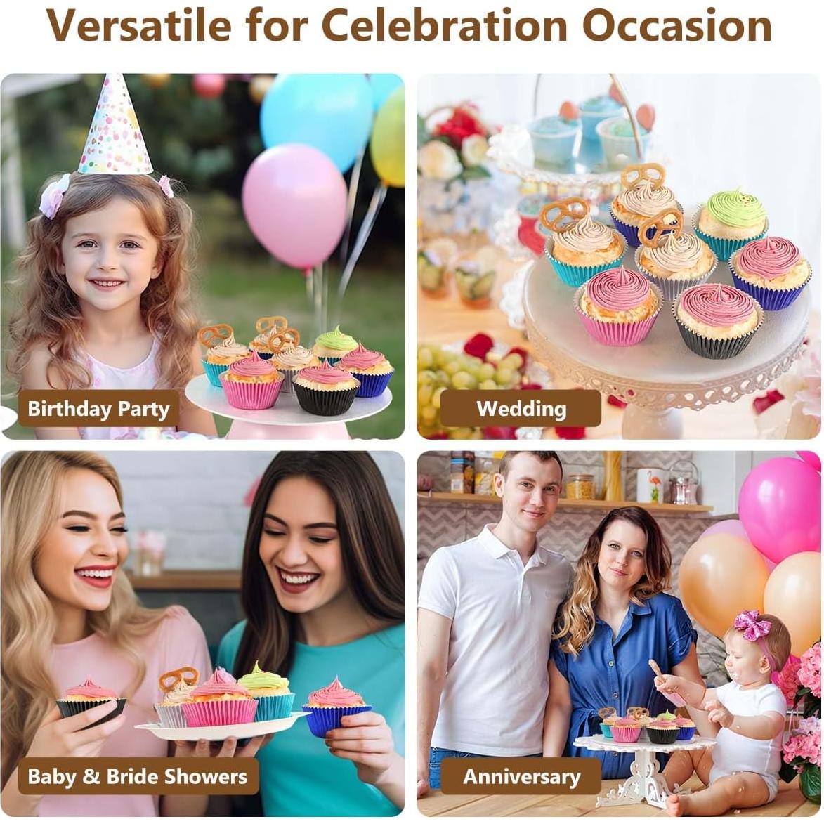 Forros de Cupcake GiFBERA 100 Unidades Metálicos Aqua