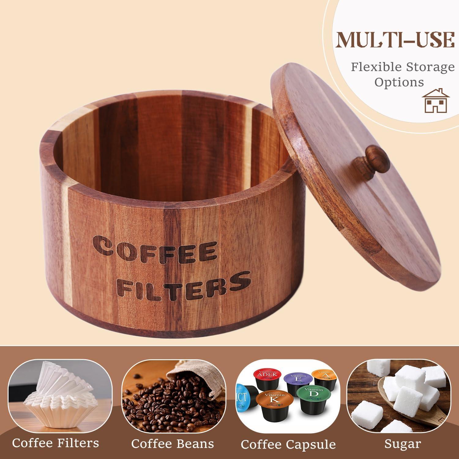 Soporte Redondo para Filtros de Café Catory - Madera de Acacia