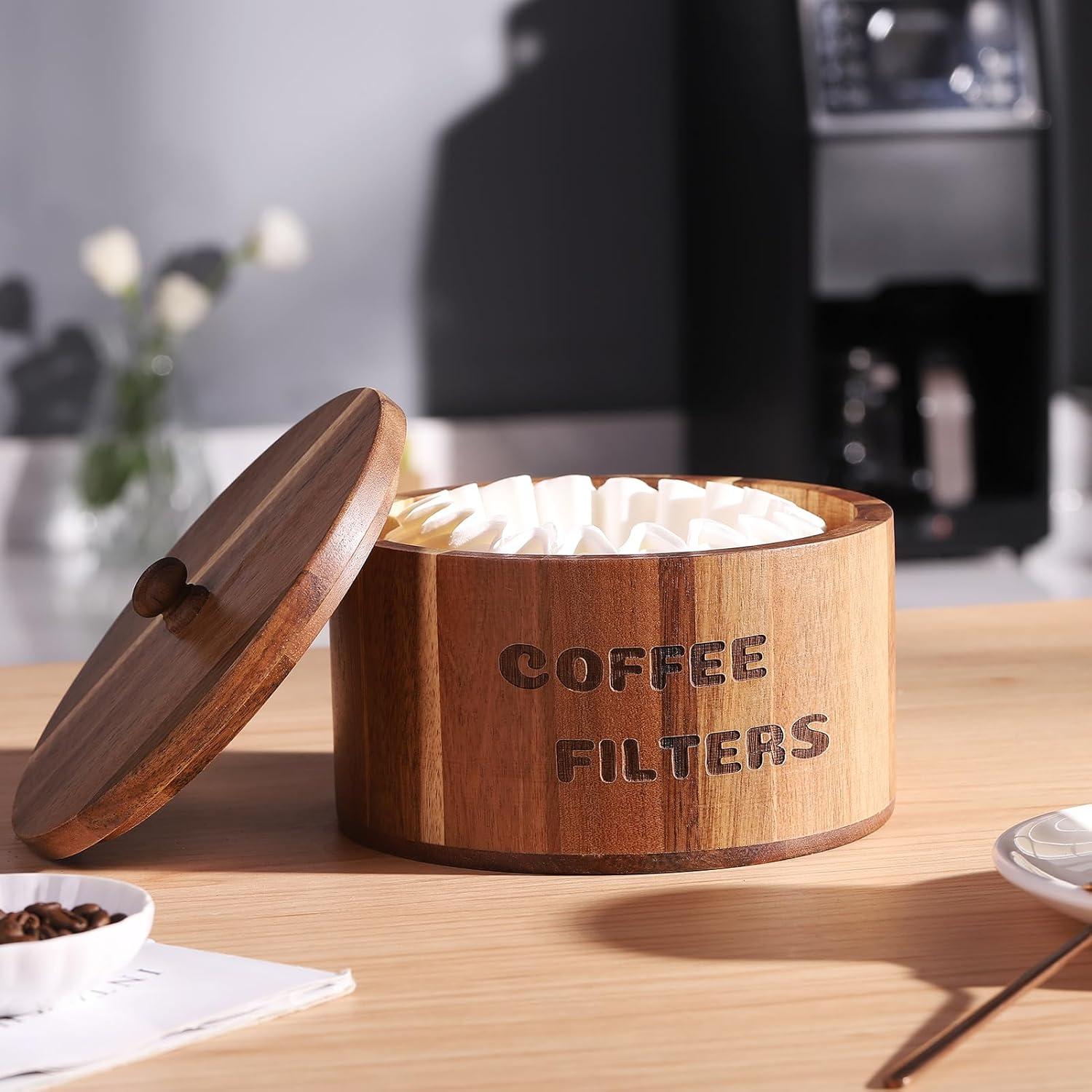 Soporte Redondo para Filtros de Café Catory - Madera de Acacia