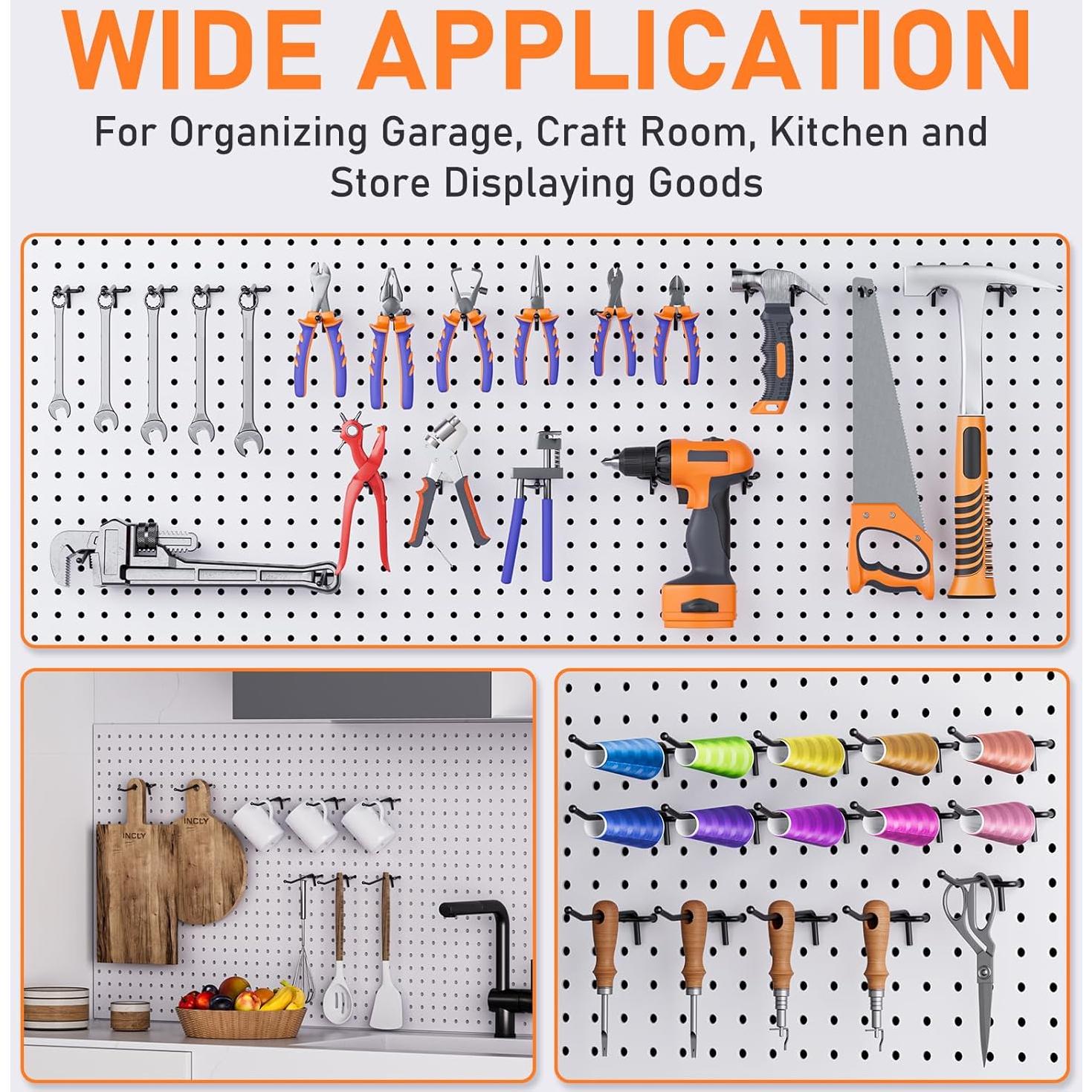 Ganchos de Tablero de Clavos INCLY 36PCS Negros 4/6/8 Pulgadas