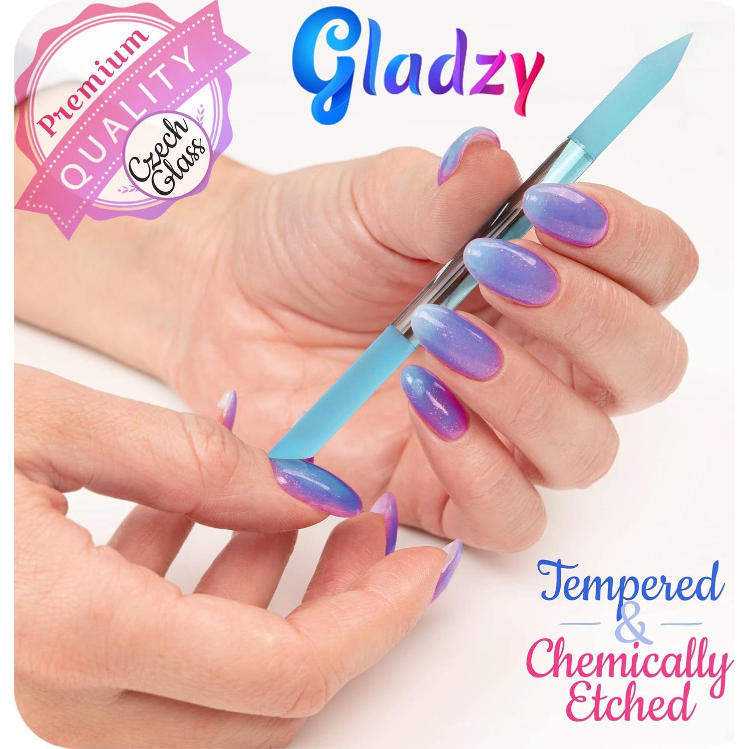 Empujador de Cutículas de Cristal Gladzy - Lima Profesional 16cm