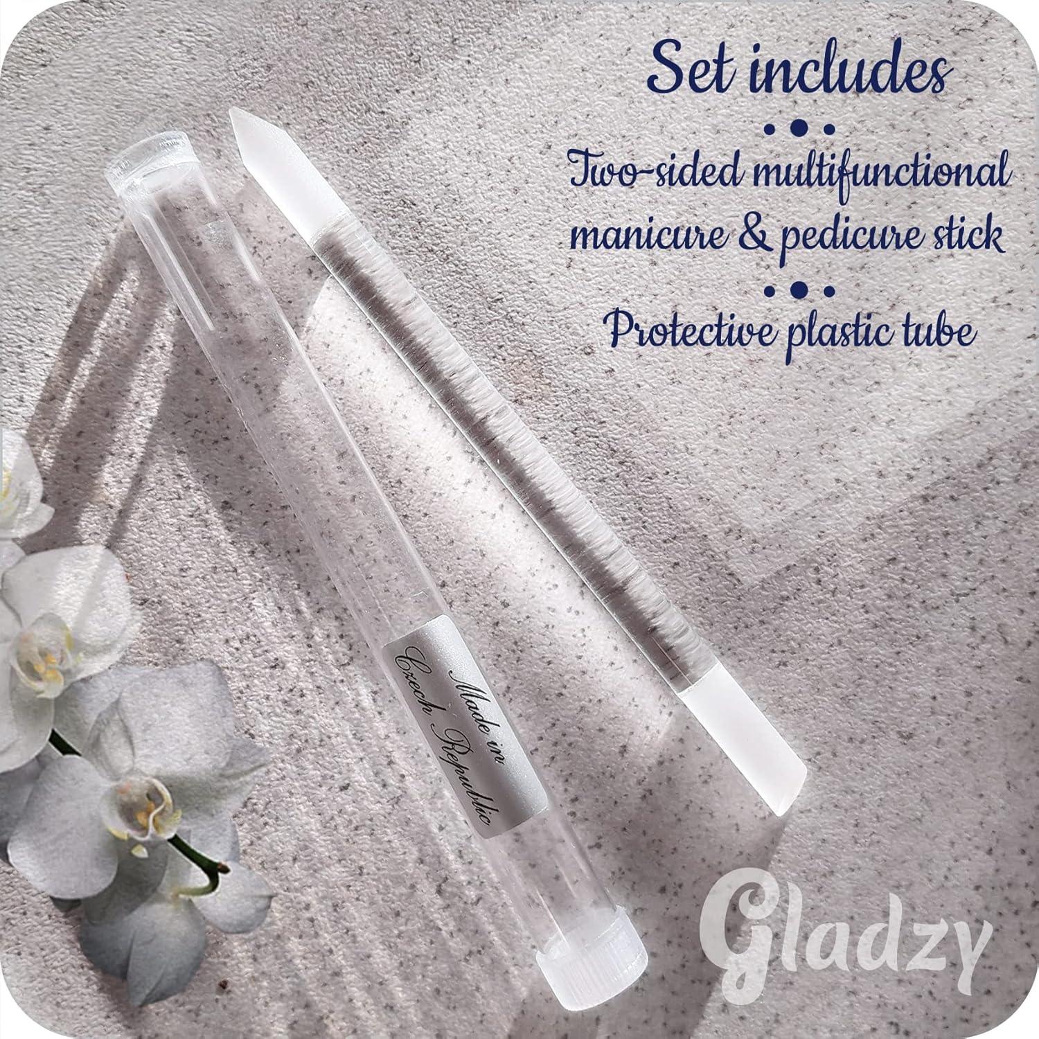 Empujador de Cutículas de Cristal Gladzy - Lima Profesional 16cm