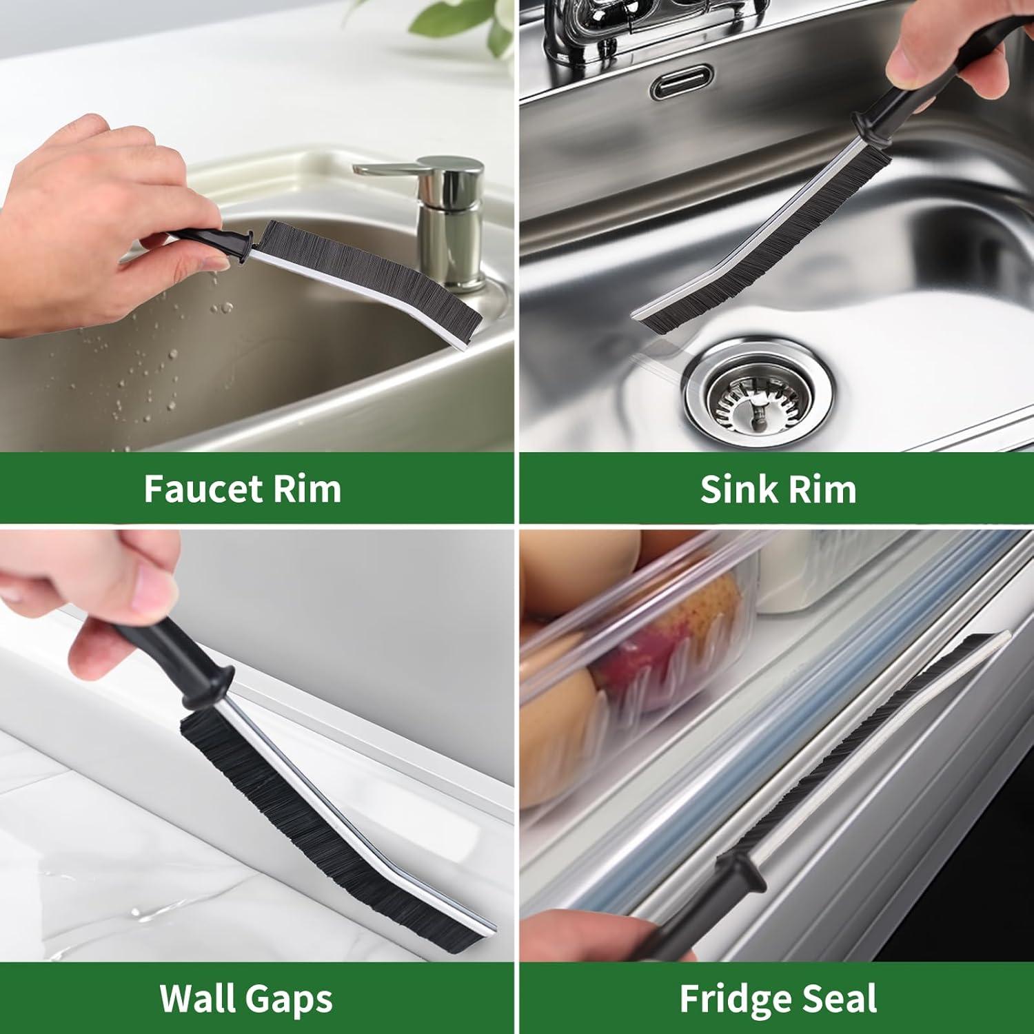 2 Cepillos de Limpieza de Ranuras POPGIO con Cerdas Duras