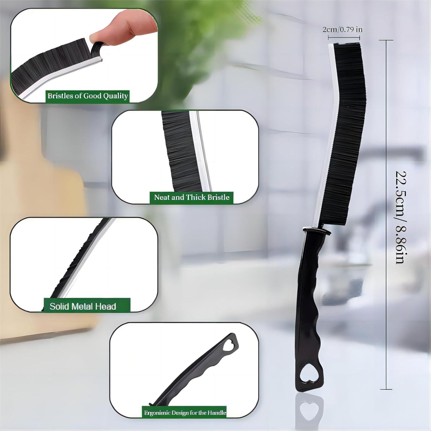 2 Cepillos de Limpieza de Ranuras POPGIO con Cerdas Duras