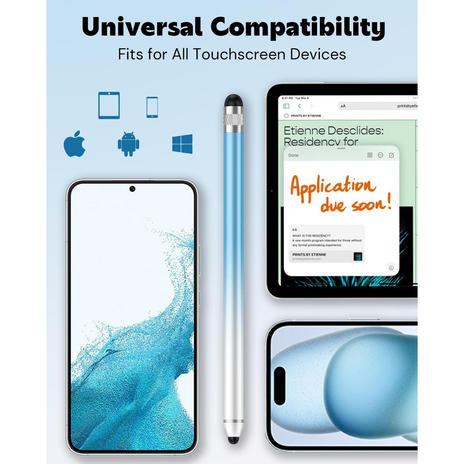 Bolígrafo Stylus AmberVec Doble Punta Universal 2 Pzs Rosa/Púrpura