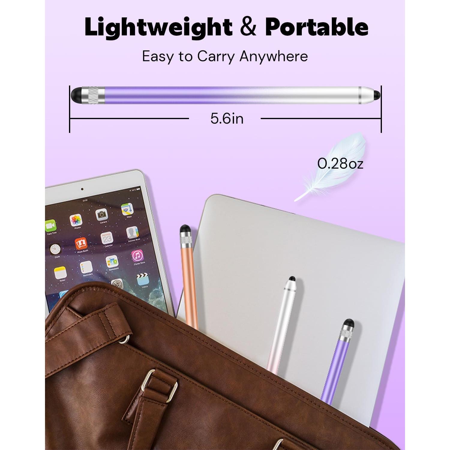 Bolígrafo Stylus AmberVec Doble Punta Universal 2 Pzs Rosa/Púrpura