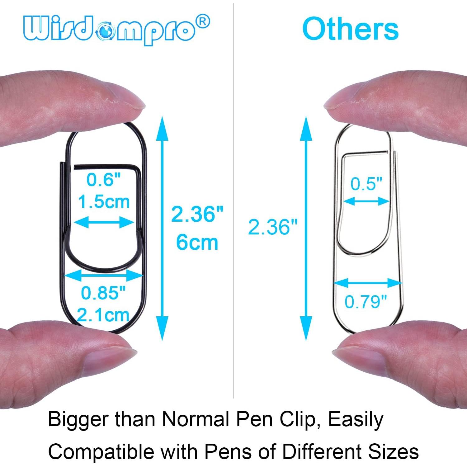 Clip de bolígrafo Wisdompro, acero inoxidable, paquete de 12