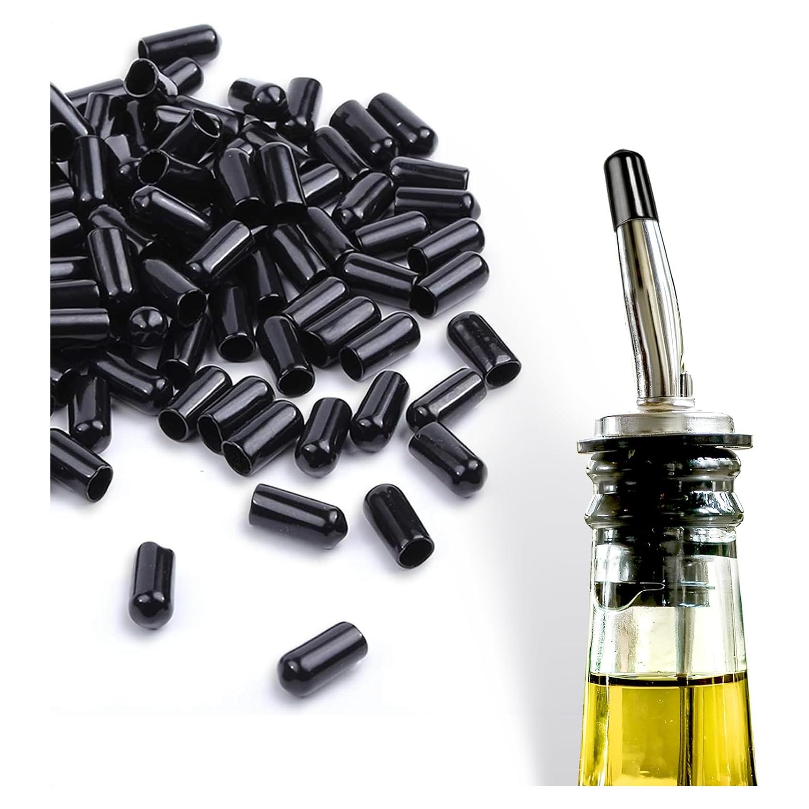 100 Pcs Cubiertas para Vertedores de Licor y Aceite - Goma Negra