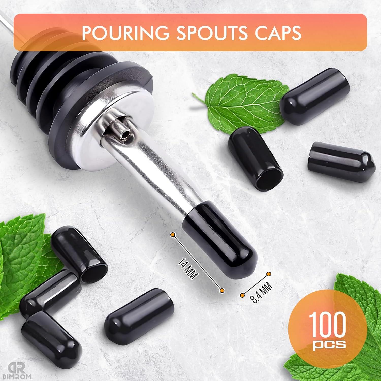 100 Pcs Cubiertas para Vertedores de Licor y Aceite - Goma Negra