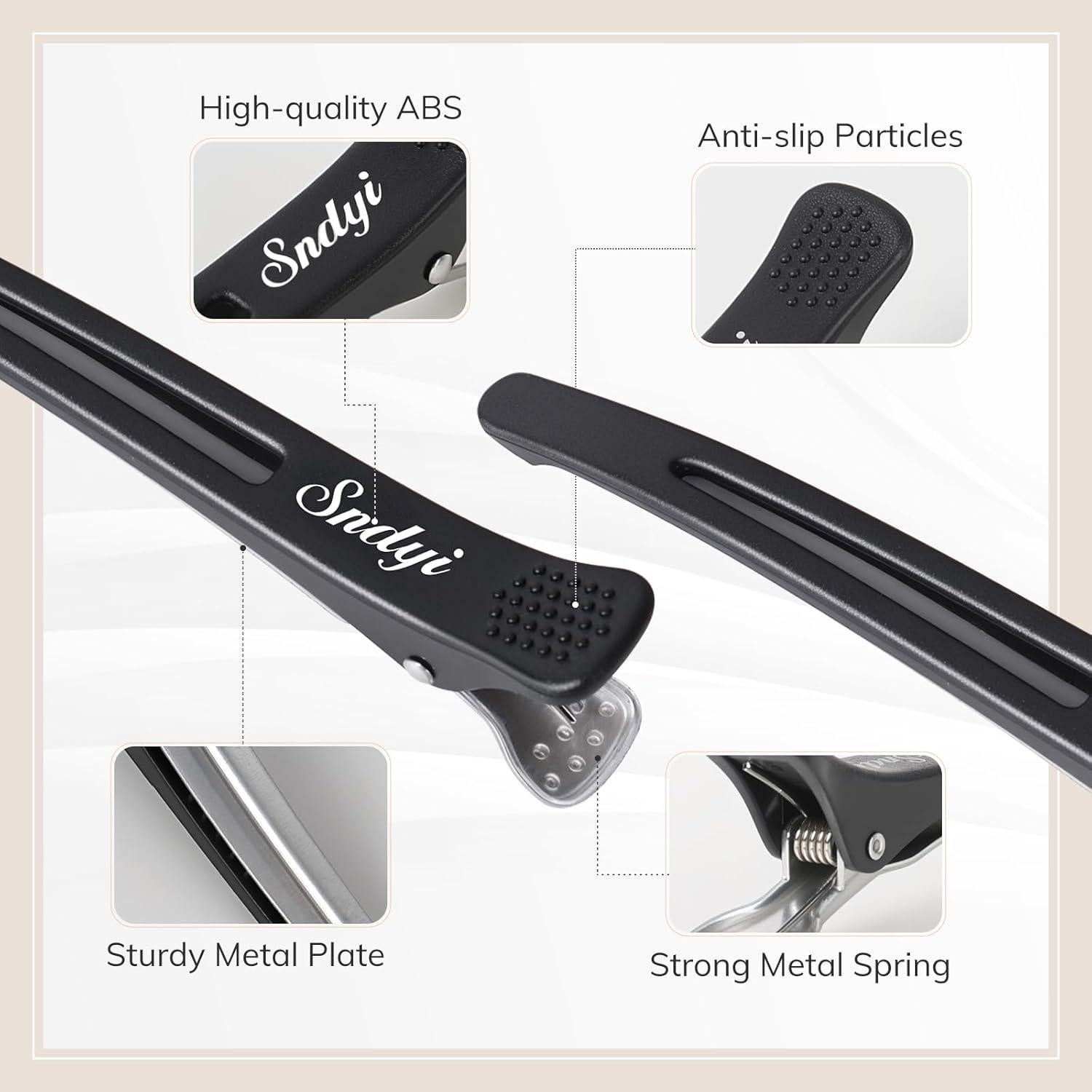 Clips para Seccionar Cabello Sndyi - 12 Piezas Antideslizantes 10.9 cm