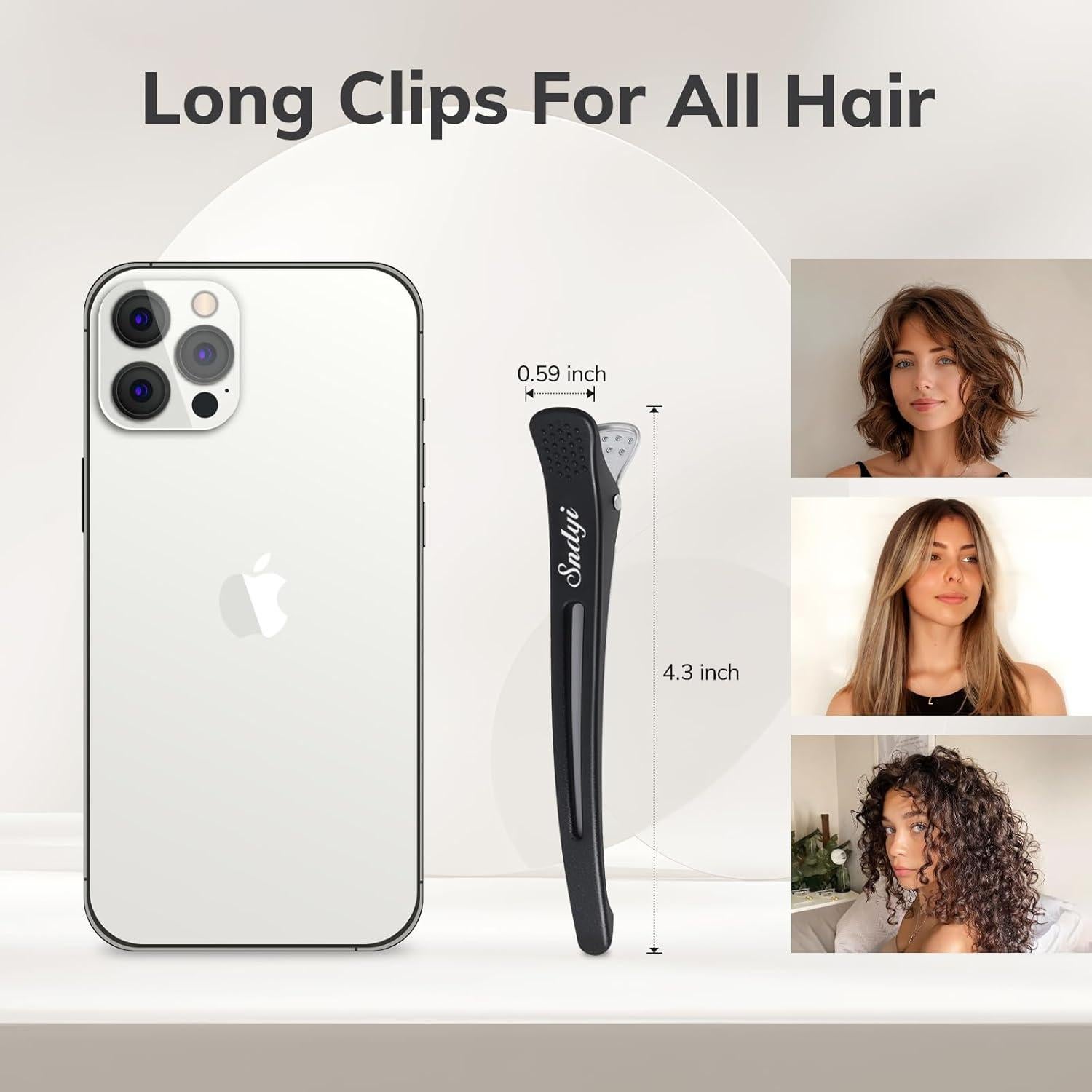 Clips para Seccionar Cabello Sndyi - 12 Piezas Antideslizantes 10.9 cm