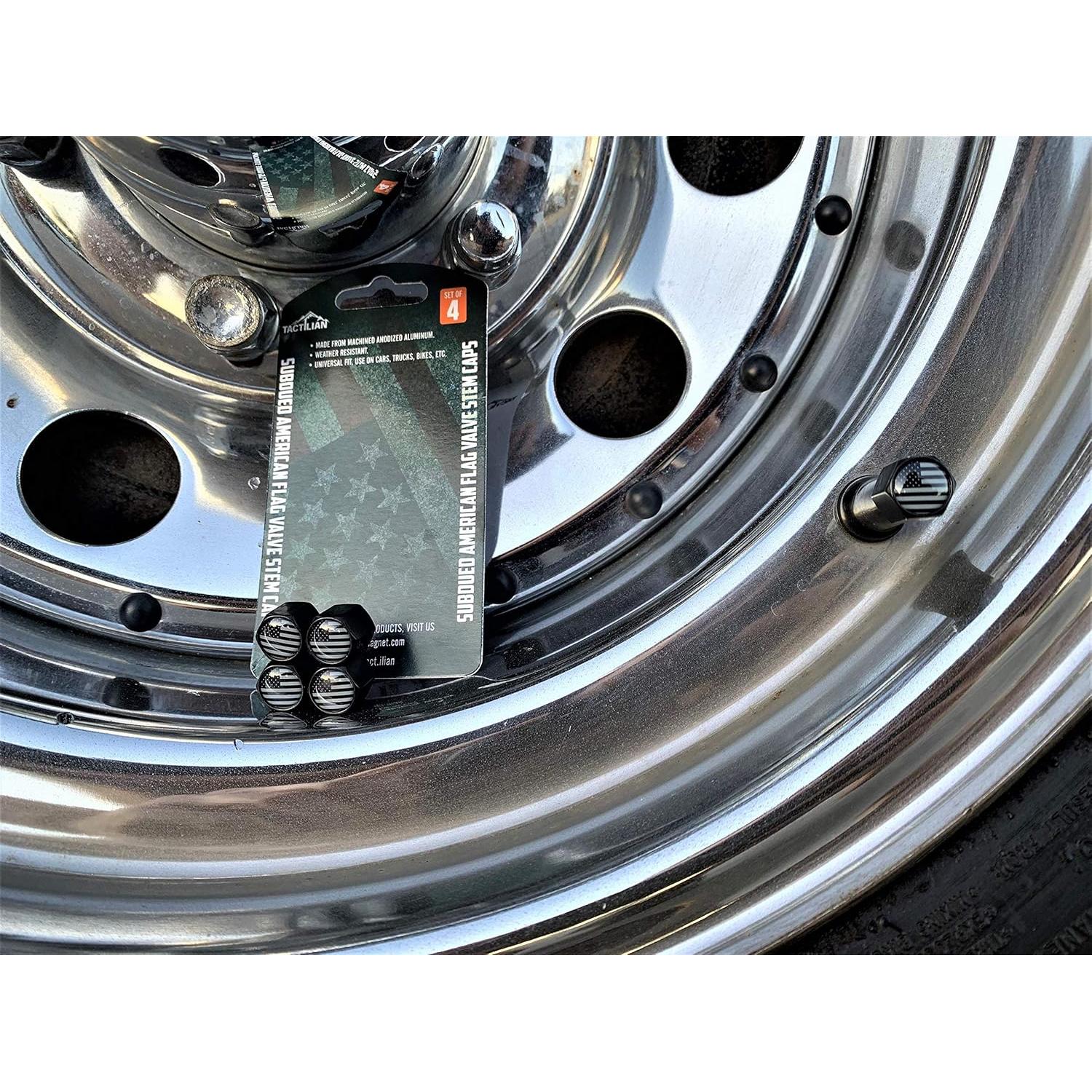 Tapas de Válvula de Neumático Tactilian 4 Pack - Aluminio Negro Mate