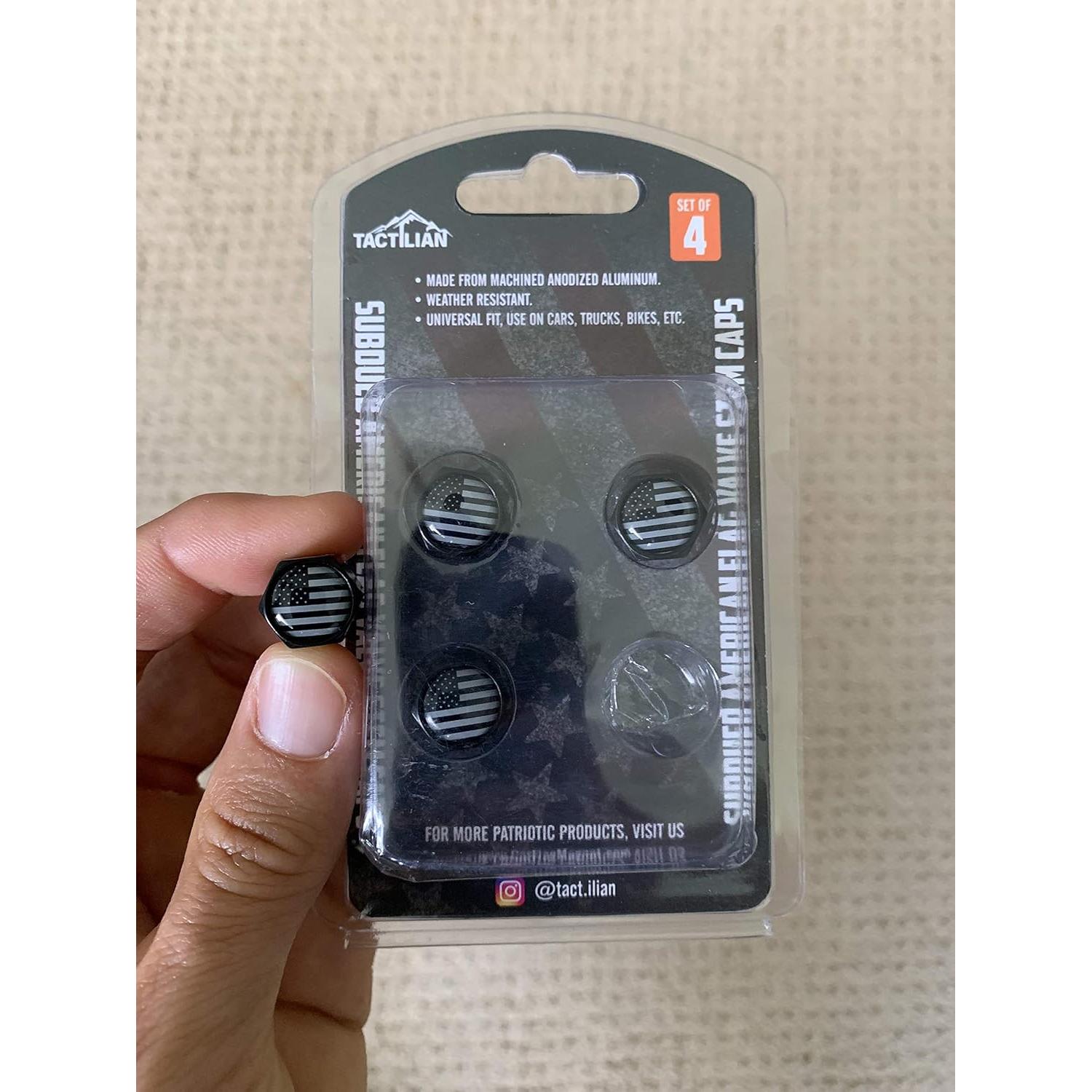 Tapas de Válvula de Neumático Tactilian 4 Pack - Aluminio Negro Mate