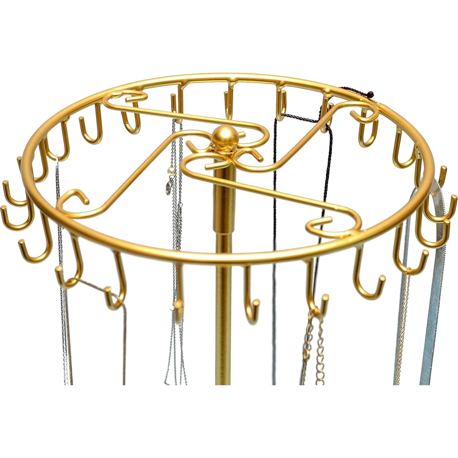 Soporte Giratorio para Collares Bosmimeo Oro 23 Ganchos 45.7 cm
