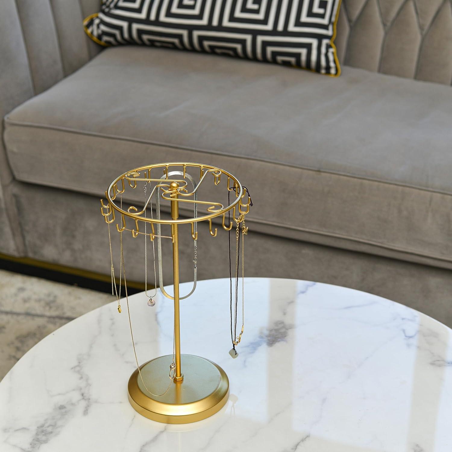 Soporte Giratorio para Collares Bosmimeo Oro 23 Ganchos 45.7 cm