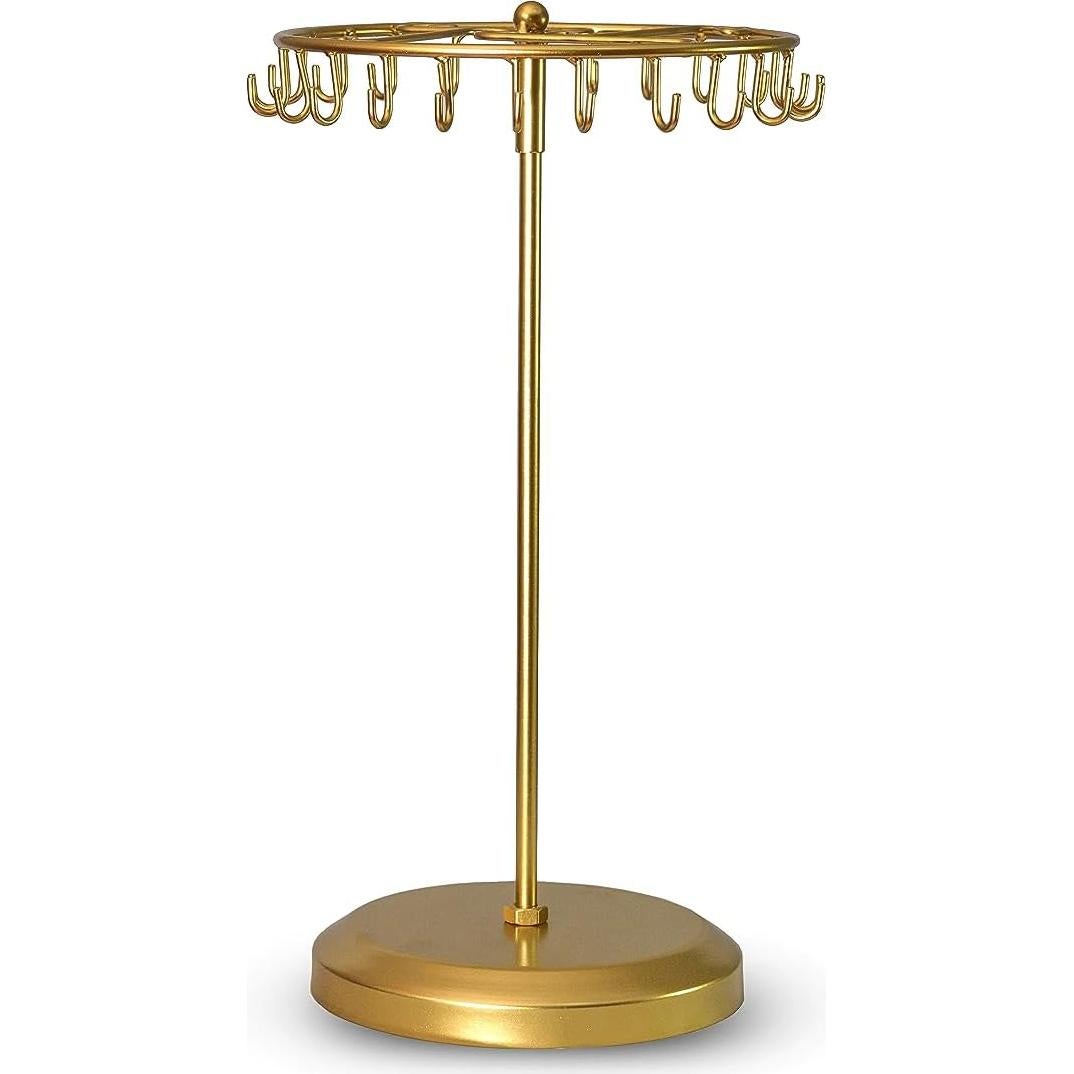 Soporte Giratorio para Collares Bosmimeo Oro 23 Ganchos 45.7 cm