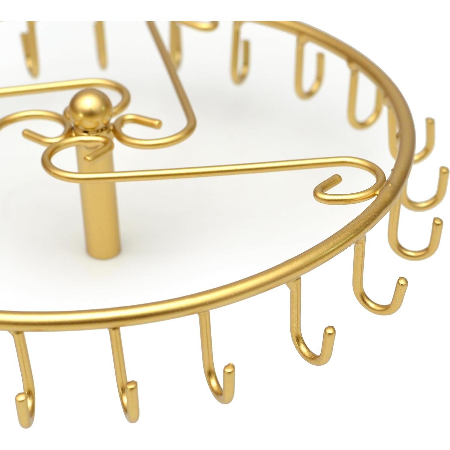 Soporte Giratorio para Collares Bosmimeo Oro 23 Ganchos 45.7 cm