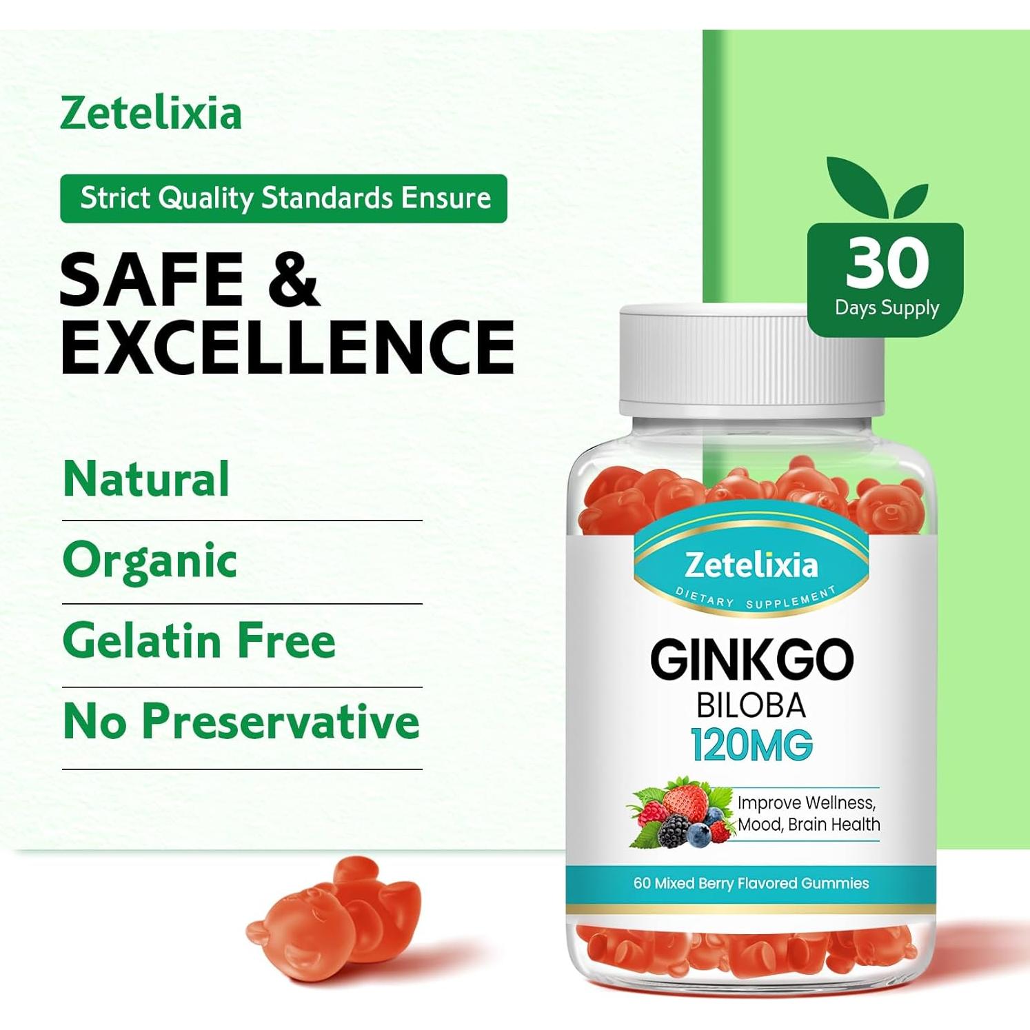 Ginkgo Biloba Gominolas Zetelixia 60 Unidades Sabor Frutas Mixtas