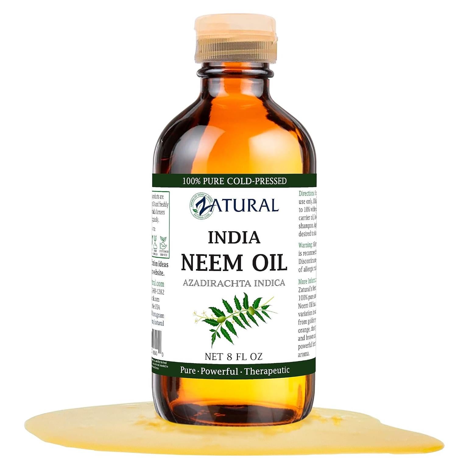 Aceite de Neem 100% Puro Zatural 236.6ml para Cabello y Piel