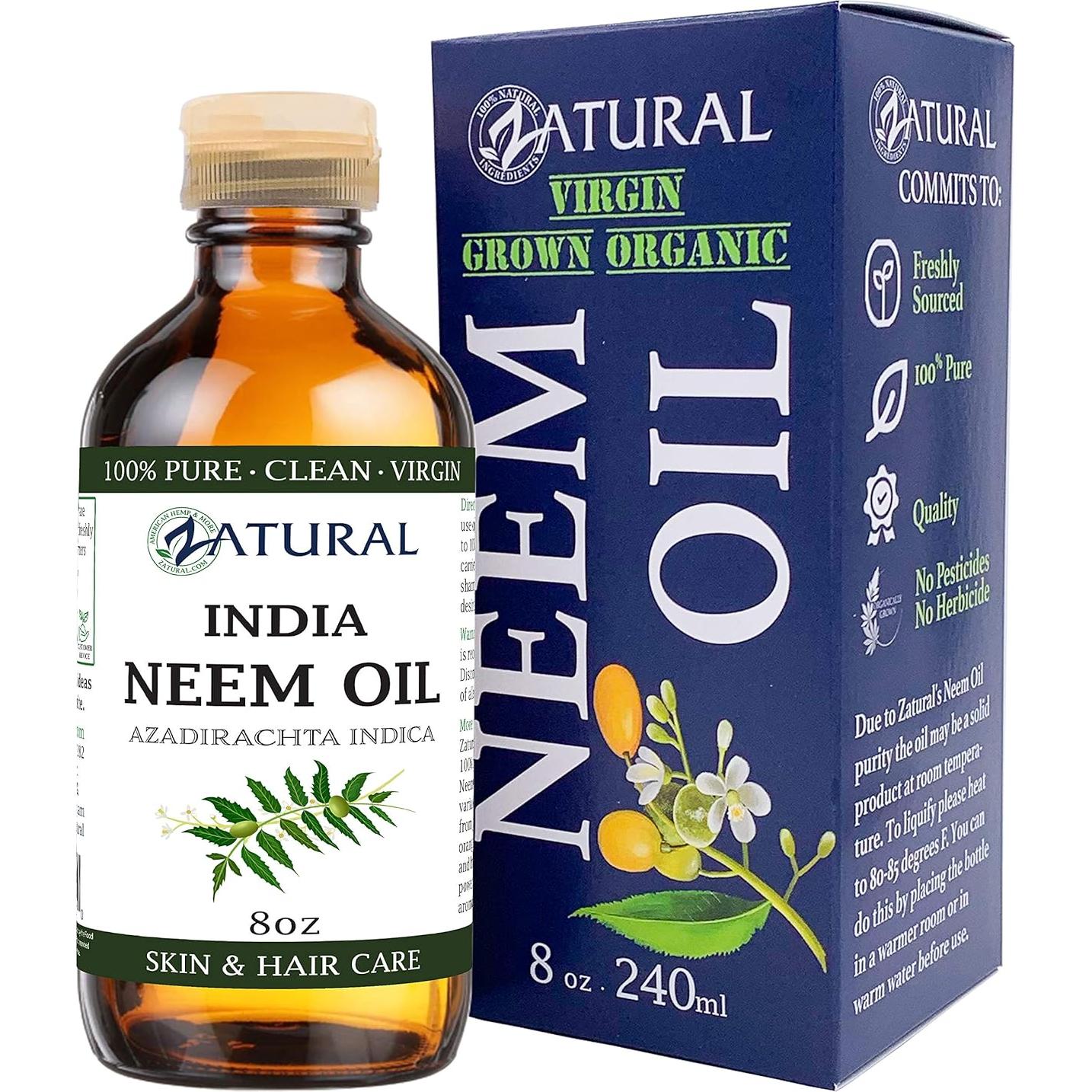 Aceite de Neem 100% Puro Zatural 236.6ml para Cabello y Piel