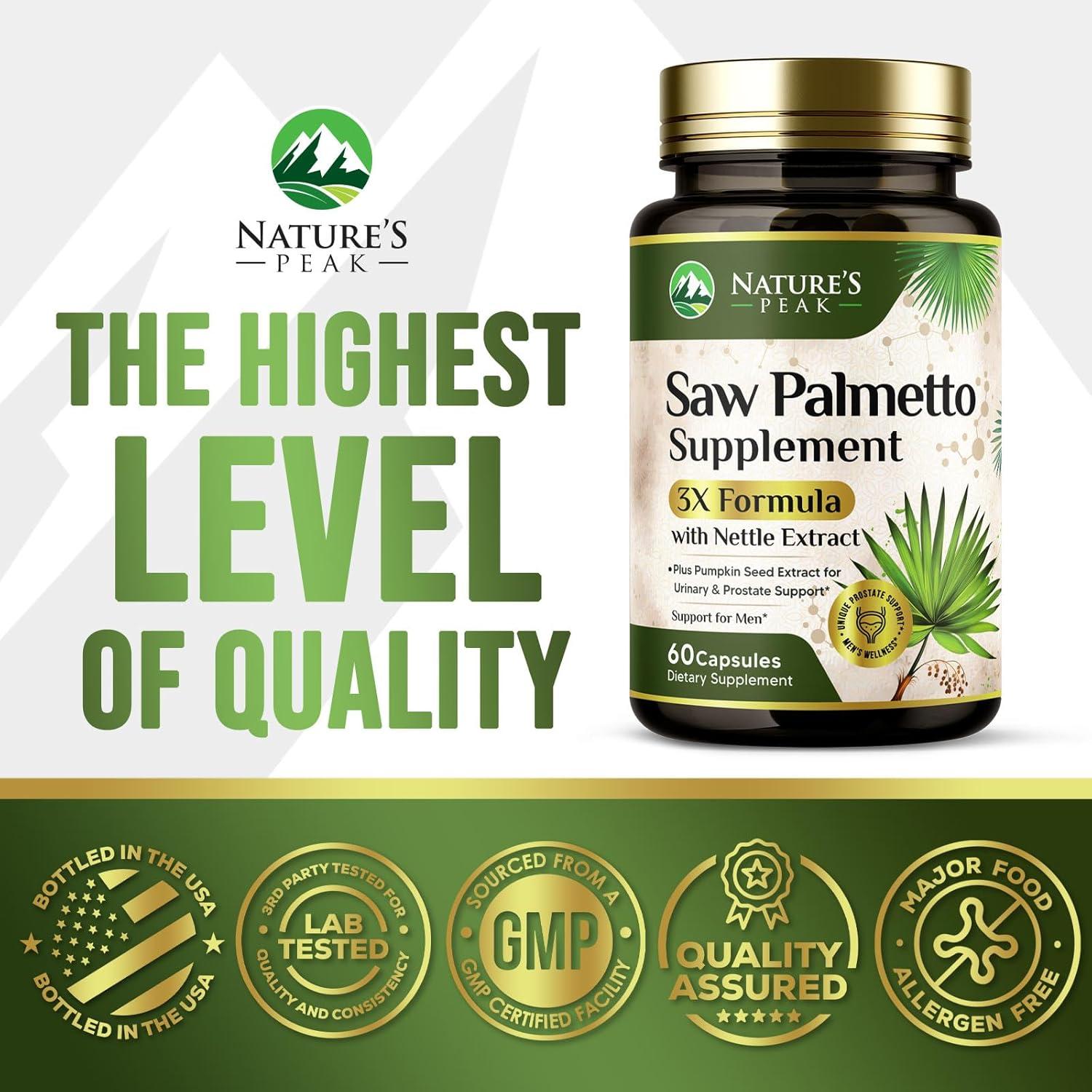 Suplemento Saw Palmetto Nature's Peak 60 Cápsulas Salud Próstata