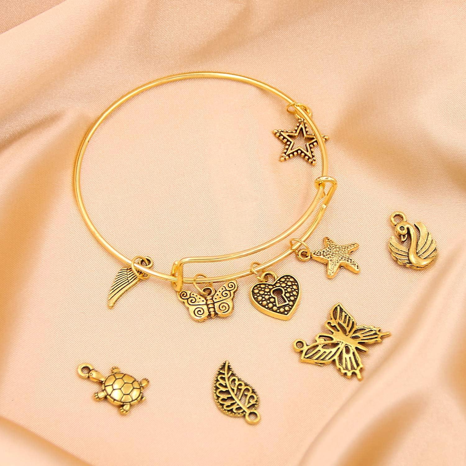 Kit de Pulseras DIY UPINS 30 Pcs Doradas con Encantos