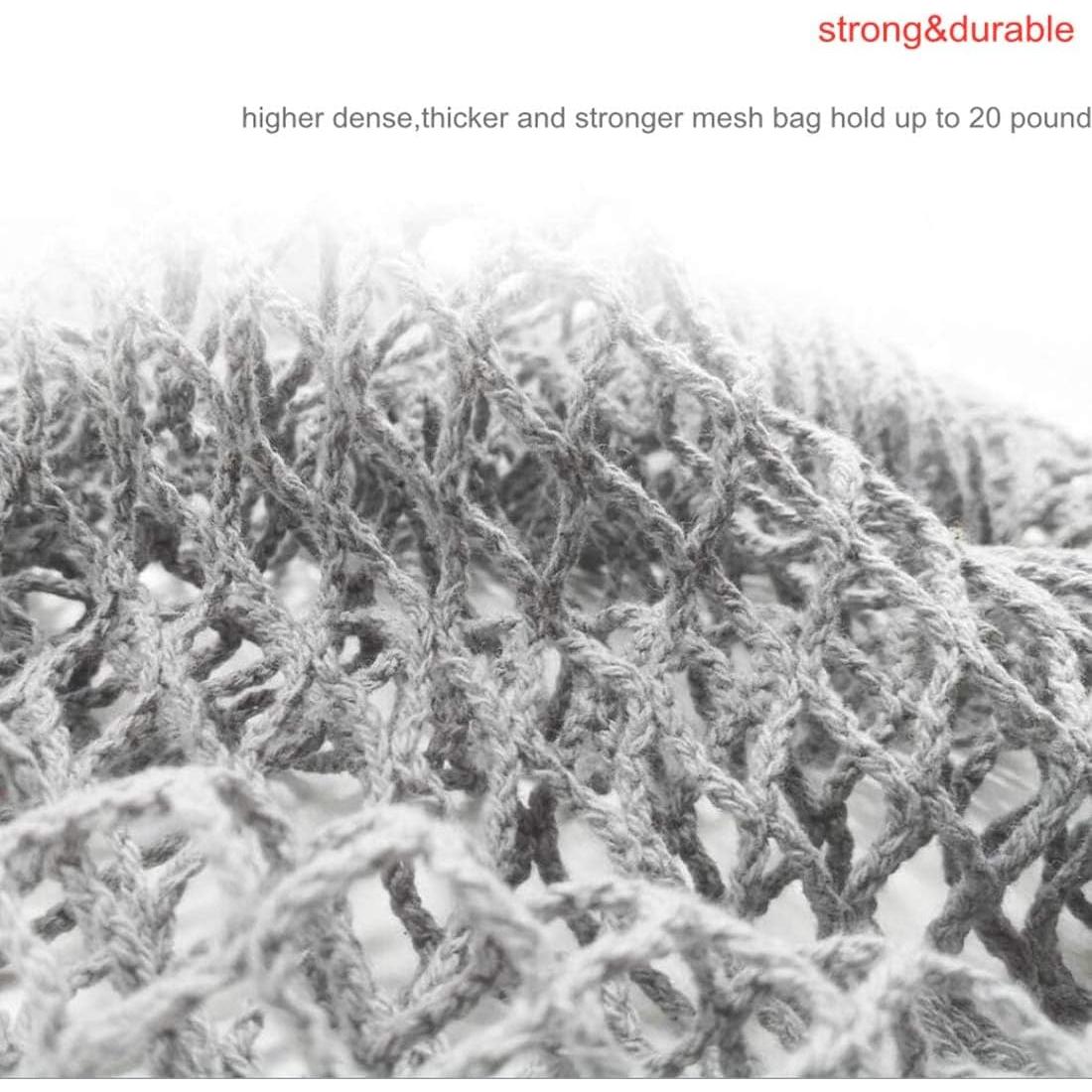 Paquete de 4 Bolsas de Compras Reutilizables Algodón Malla