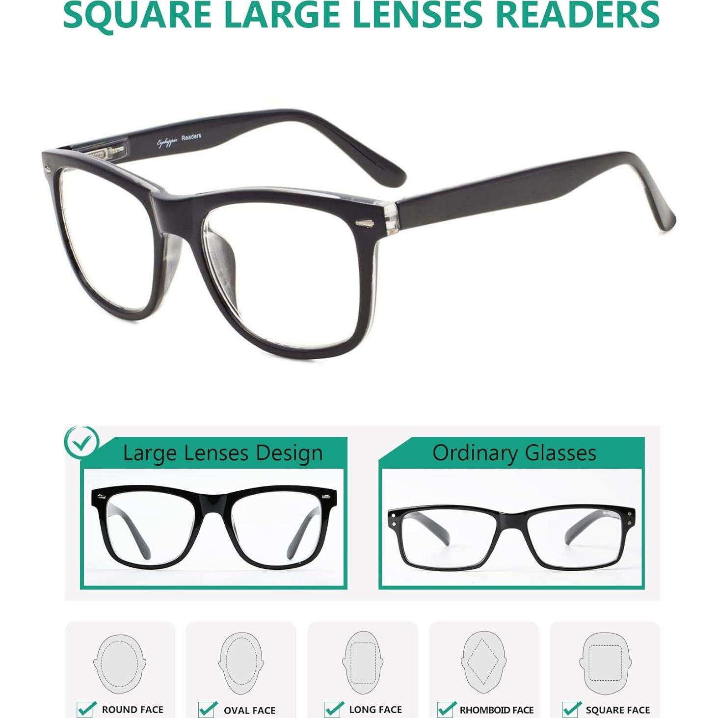 Gafas de Lectura Eyekepper Cuadradas Grandes 1.25x para Mujeres