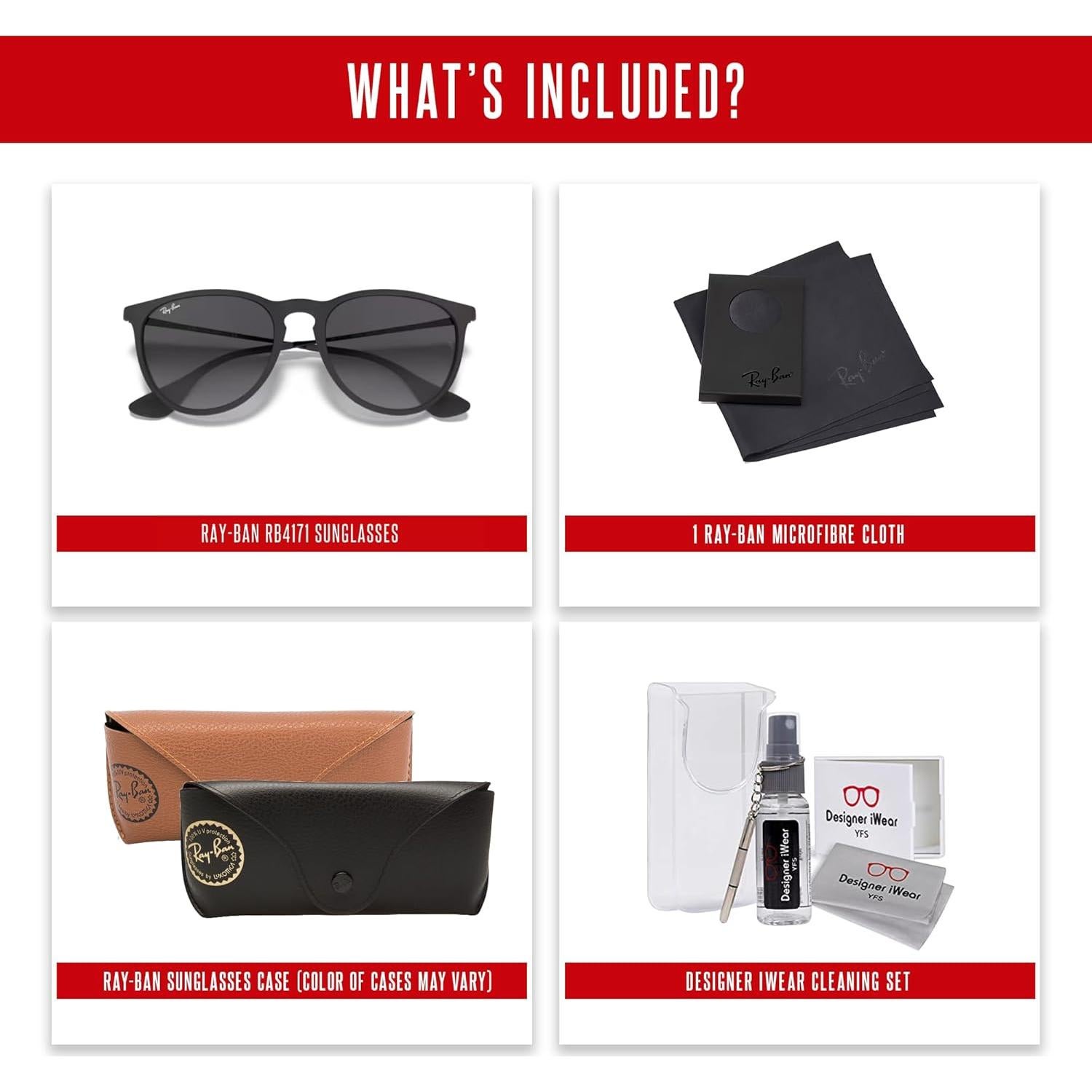 Gafas de sol Ray-Ban RB4171 Erika redondas para mujeres + kit de cuidado