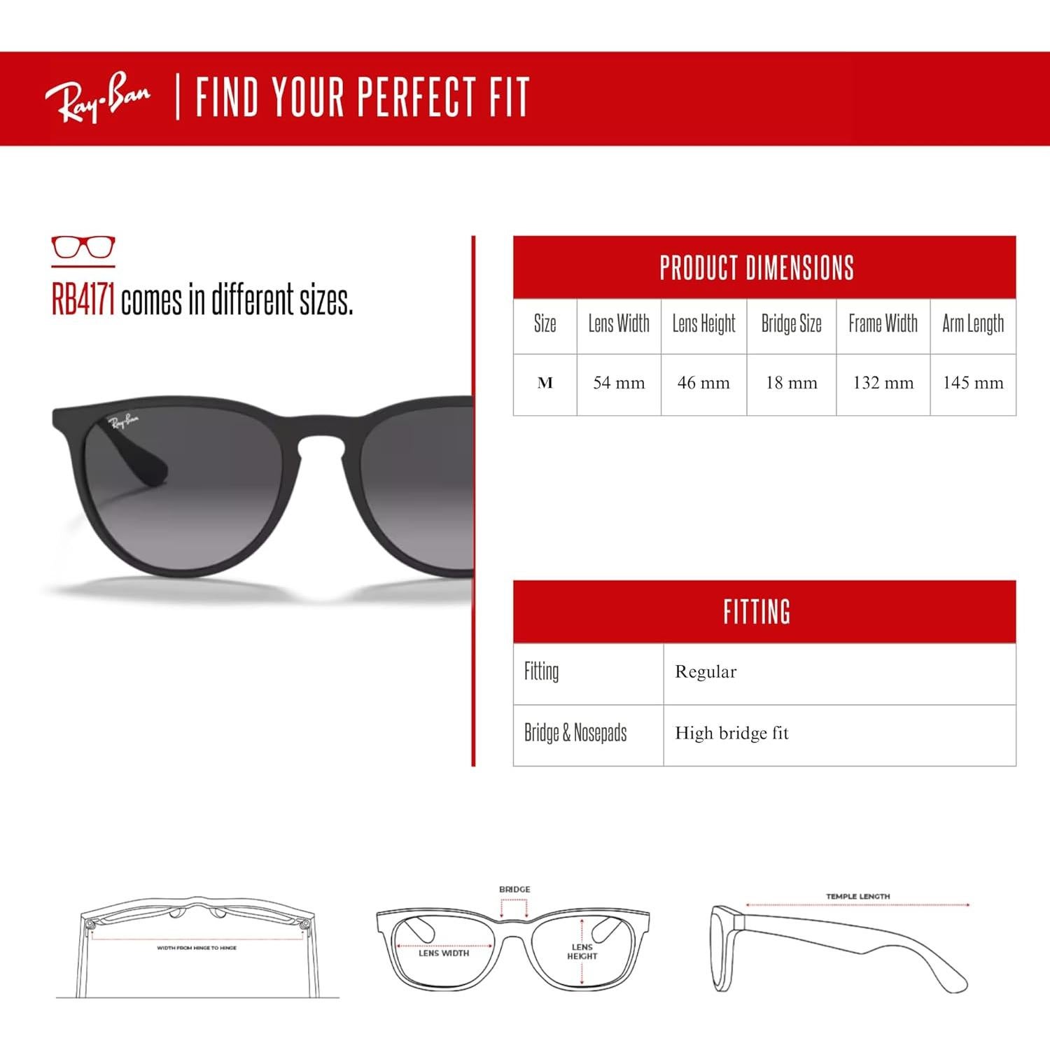 Gafas de sol Ray-Ban RB4171 Erika redondas para mujeres + kit de cuidado