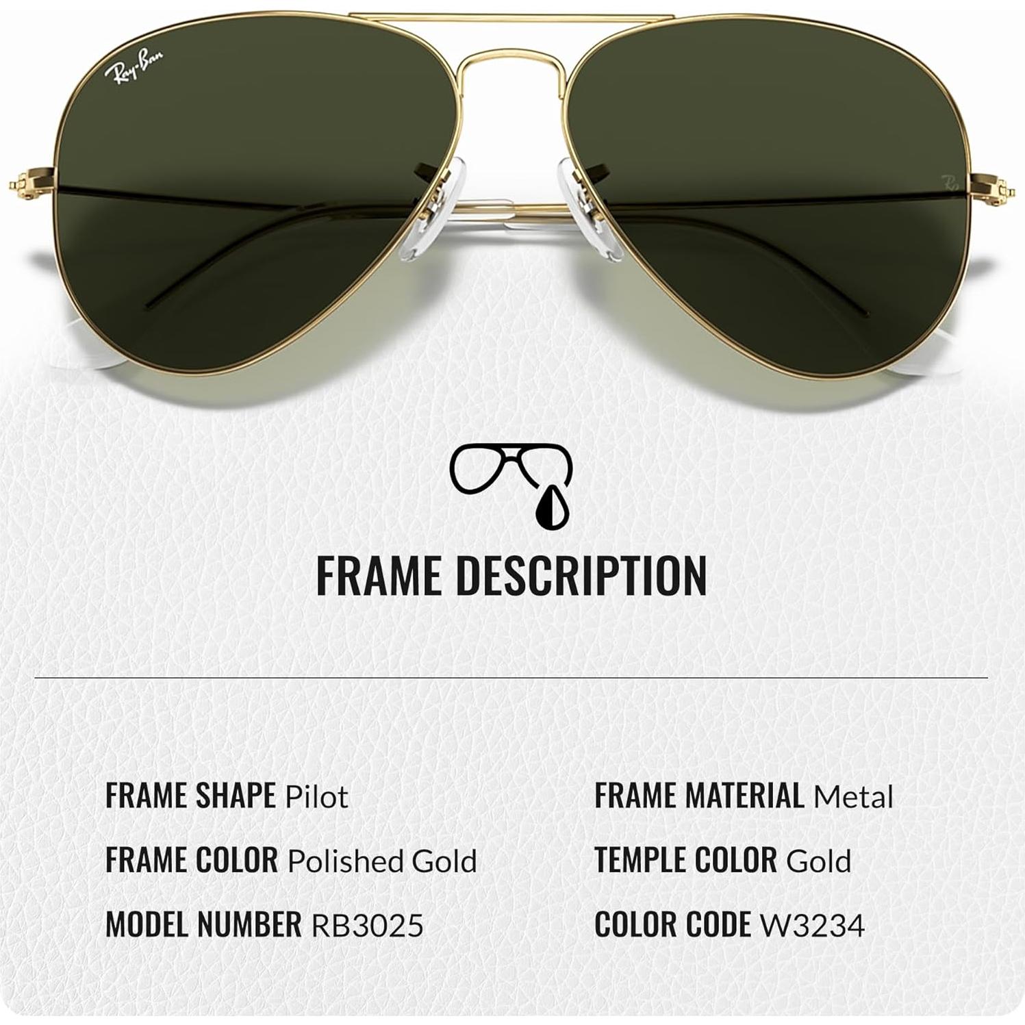 Gafas de Sol Ray-Ban RB3025 Aviador Unisex con Kit Accesorios