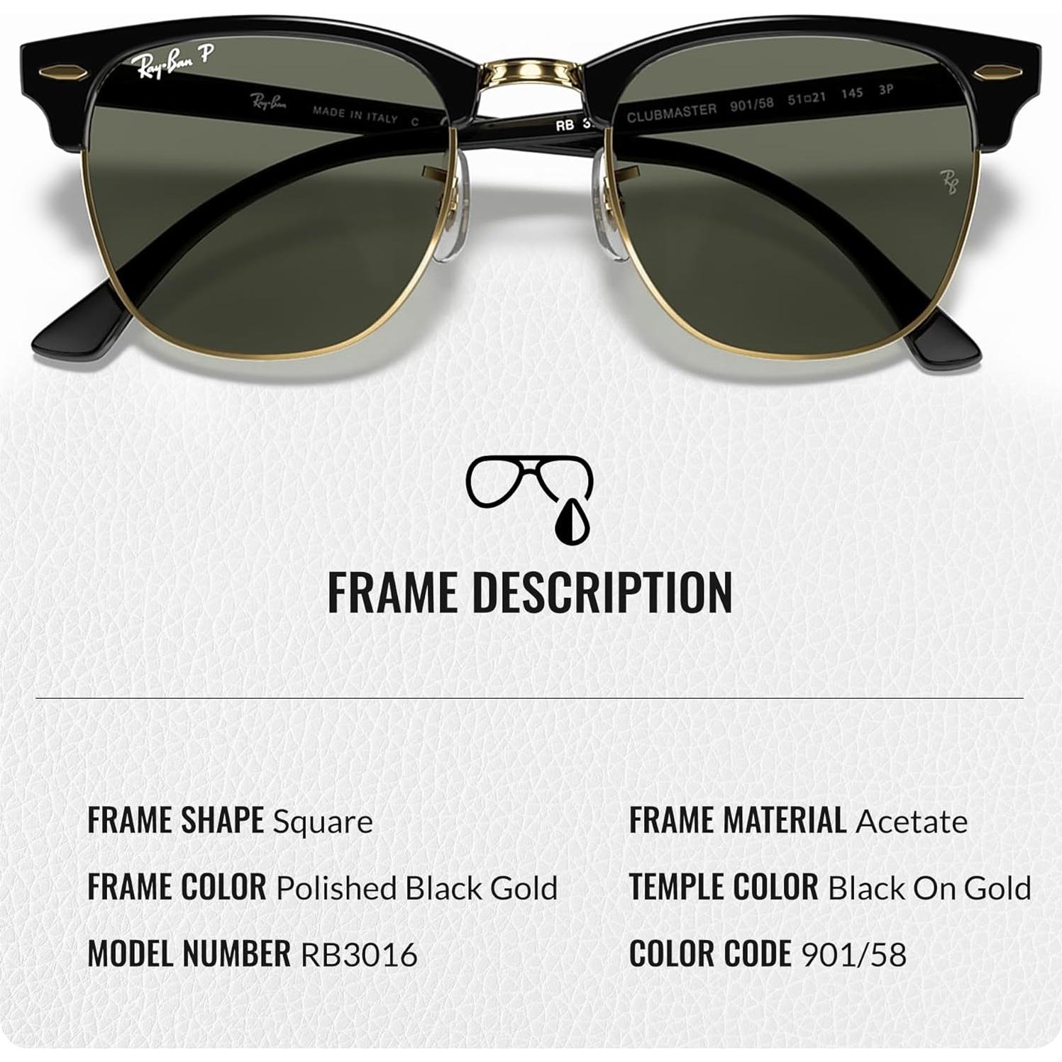 Gafas de Sol Ray-Ban RB3016 Clubmaster Polarizadas 51mm