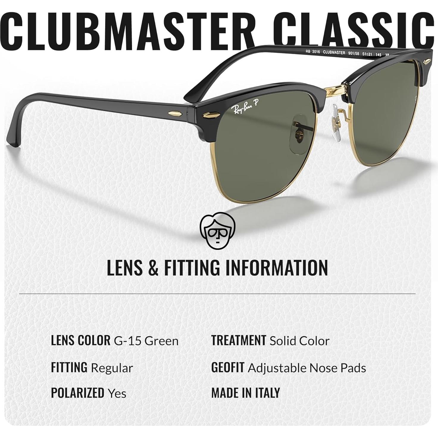 Gafas de Sol Ray-Ban RB3016 Clubmaster Polarizadas 51mm
