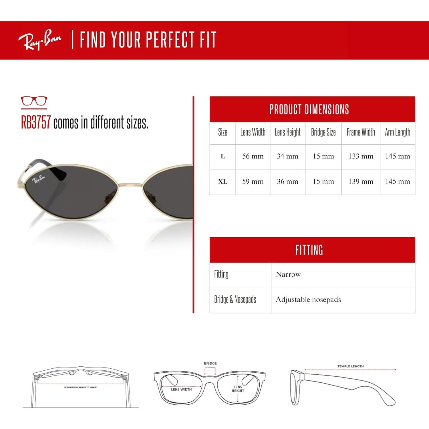 Gafas de sol Ray-Ban RB3757 Kai Oval Unisex + Kit de Cuidado