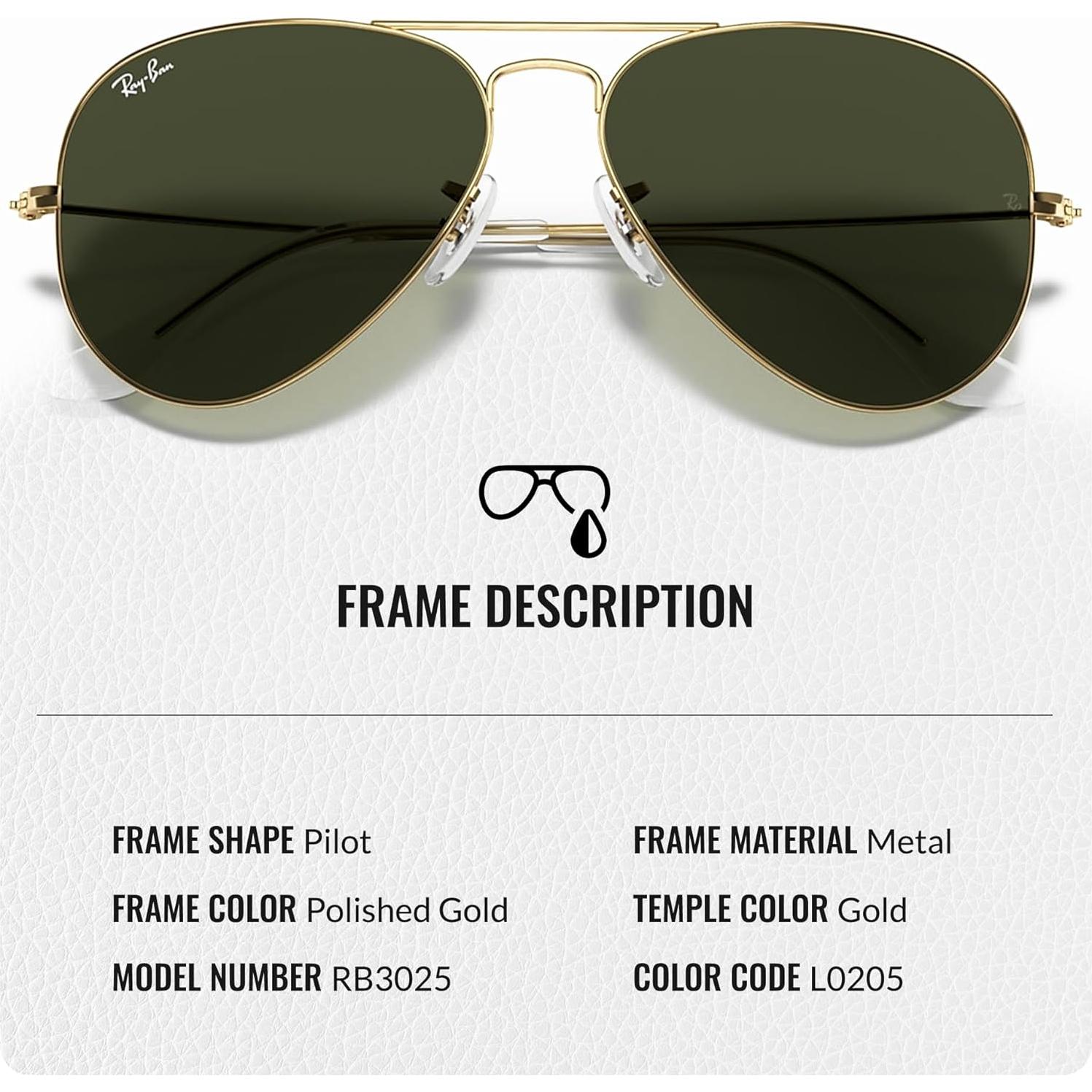 Gafas de Sol Ray-Ban RB3025 Aviador 58mm Verde G-15