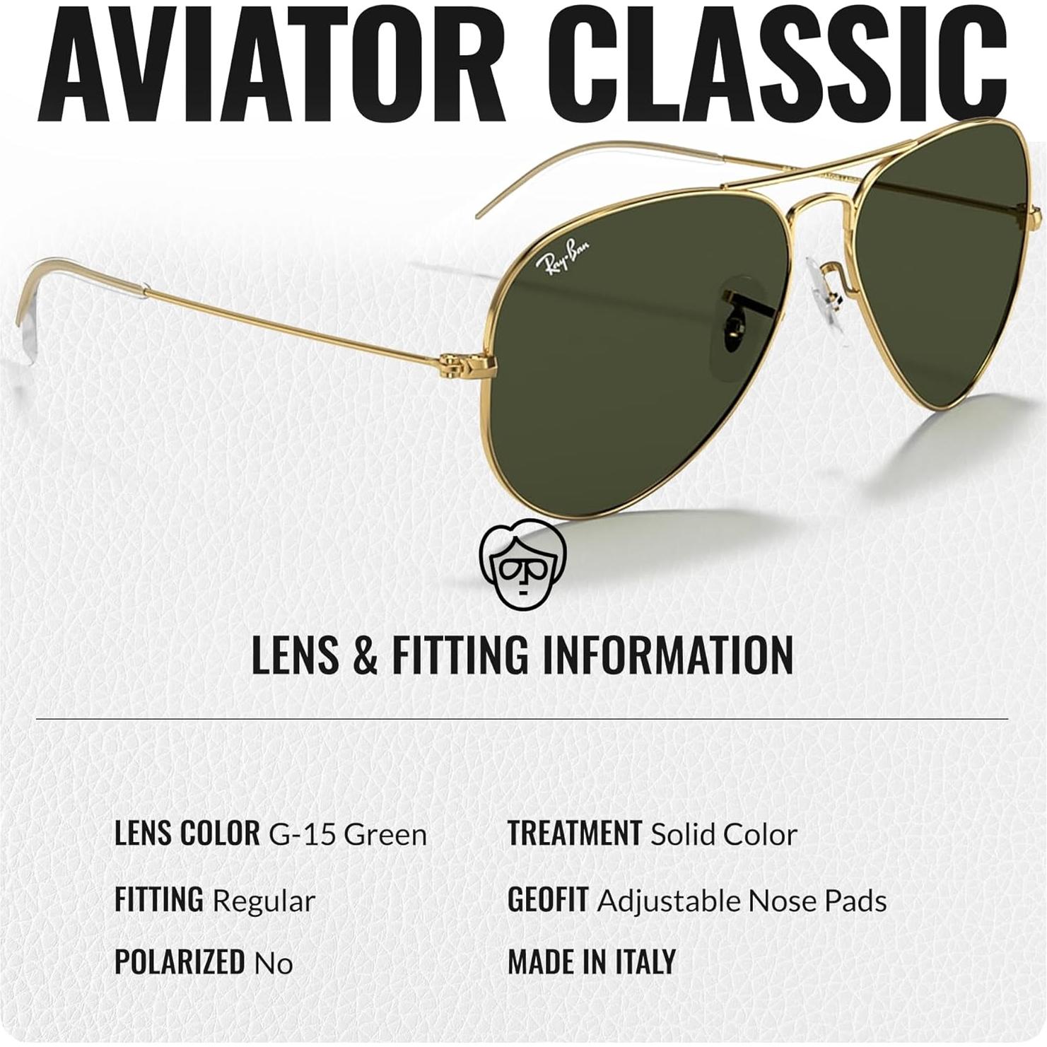 Gafas de Sol Ray-Ban RB3025 Aviador 58mm Verde G-15