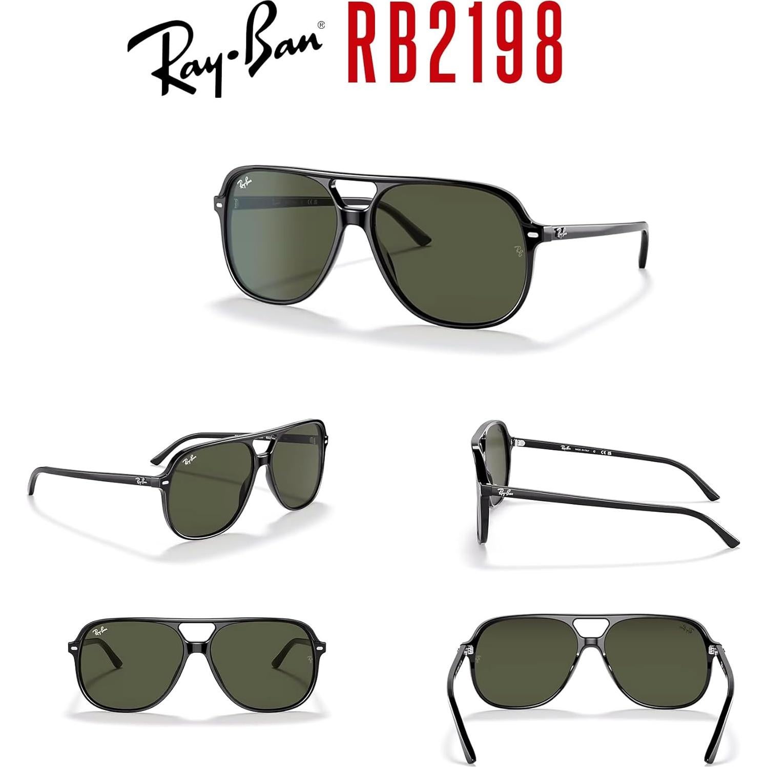 Gafas de Sol Ray-Ban RB2198 Bill Negro Verde G-15 + Kit Accesorios