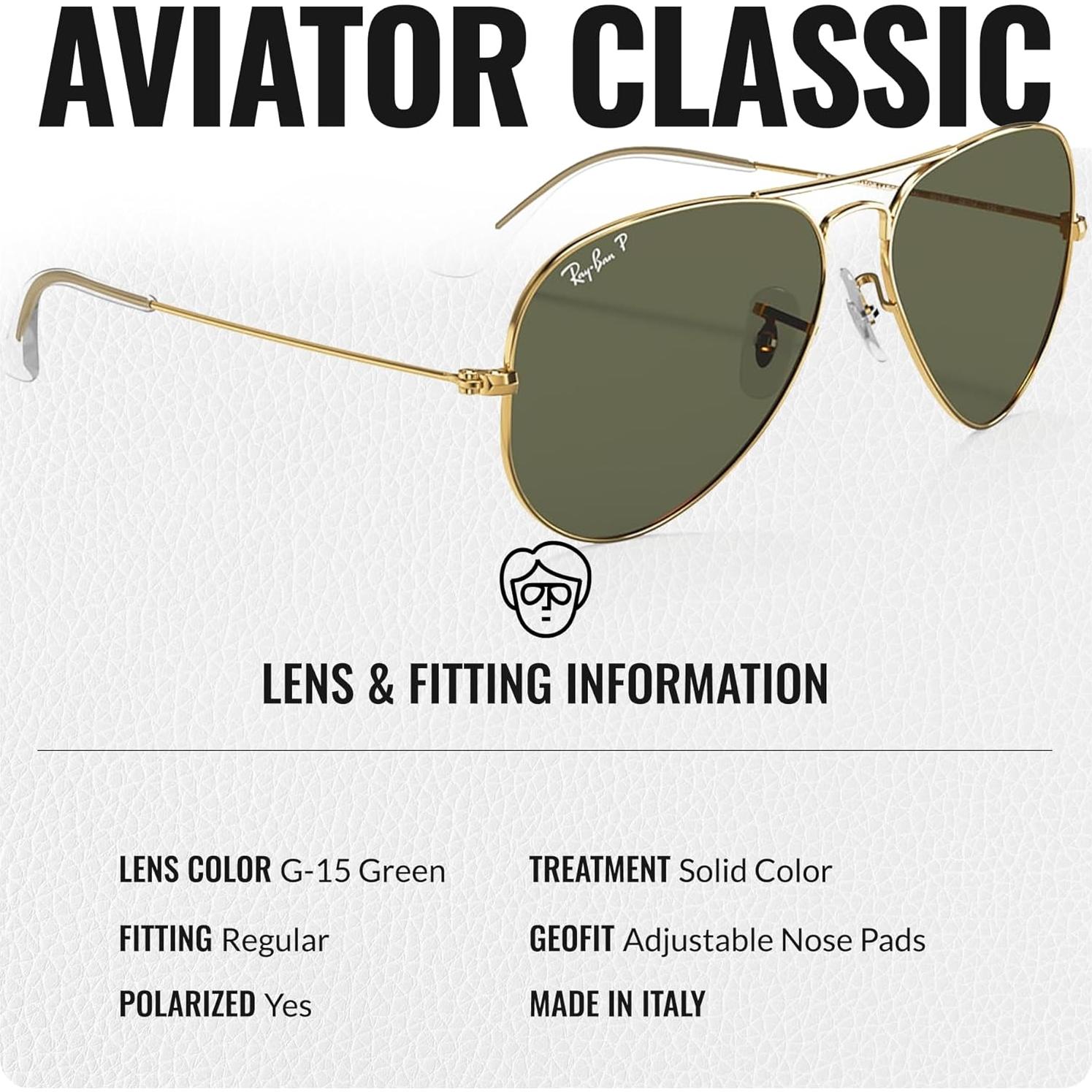 Gafas de sol Ray-Ban RB3025 Aviador Polarizado 55mm Oro Verde