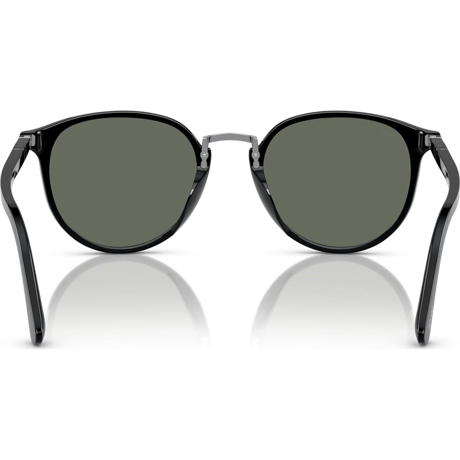 Gafas de sol redondas Persol PO3210S negras con lentes verdes