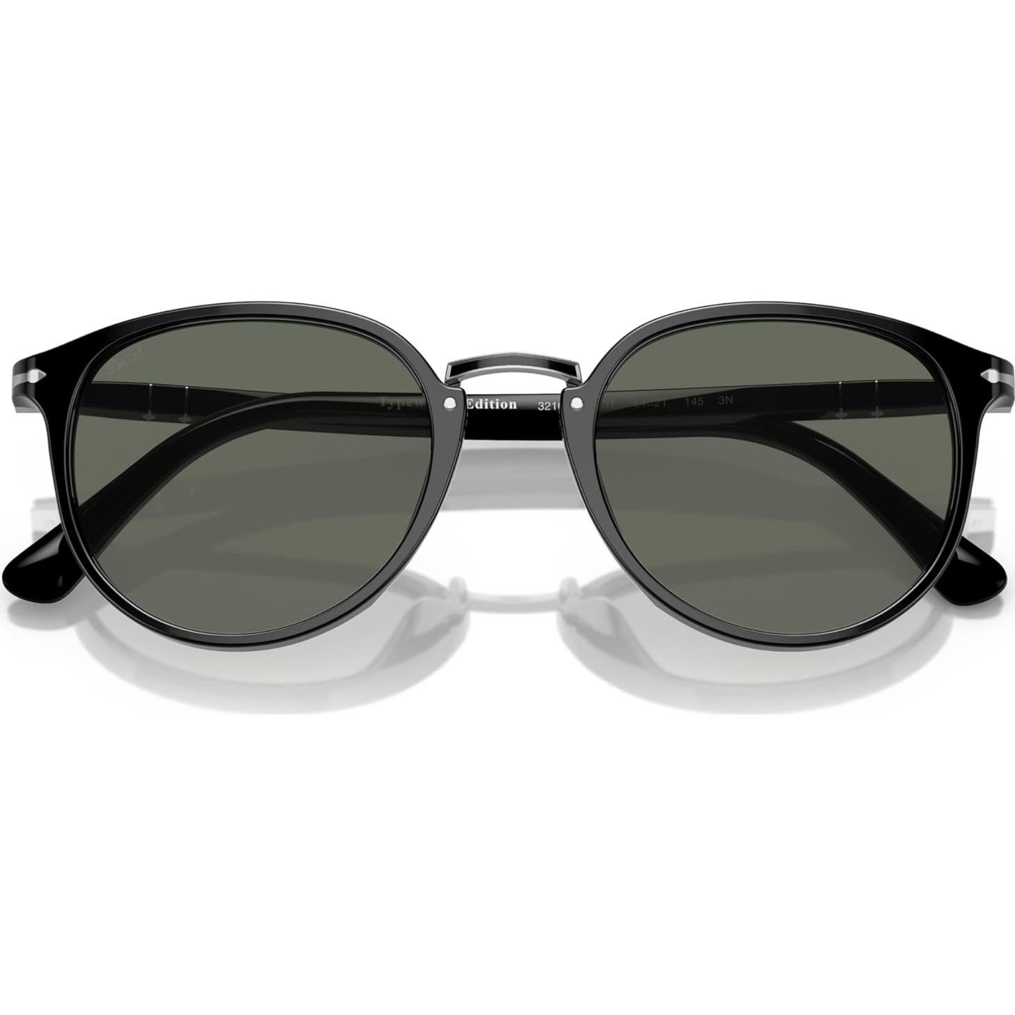 Gafas de sol redondas Persol PO3210S negras con lentes verdes