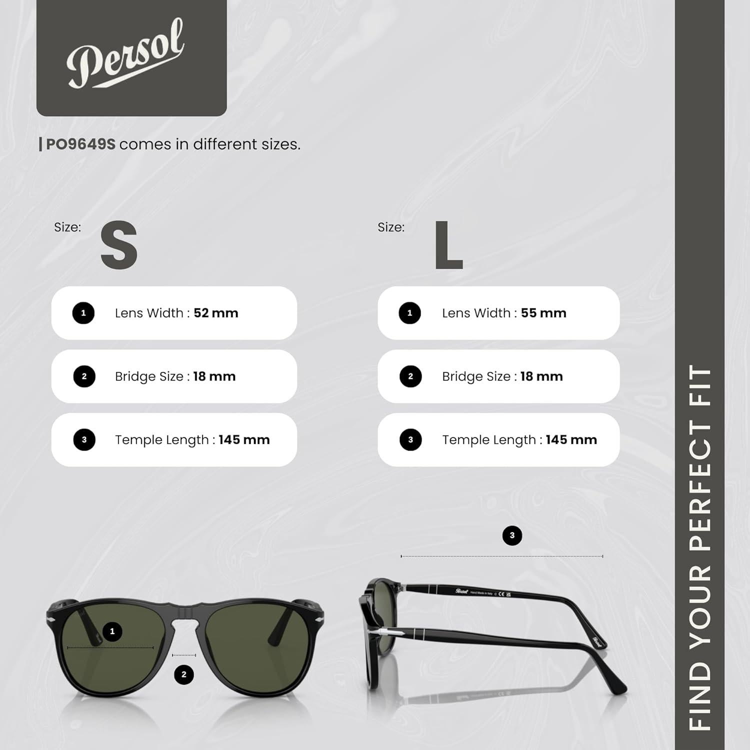 Gafas de Sol Aviador Persol PO9649S para Hombres + Kit de Cuidado