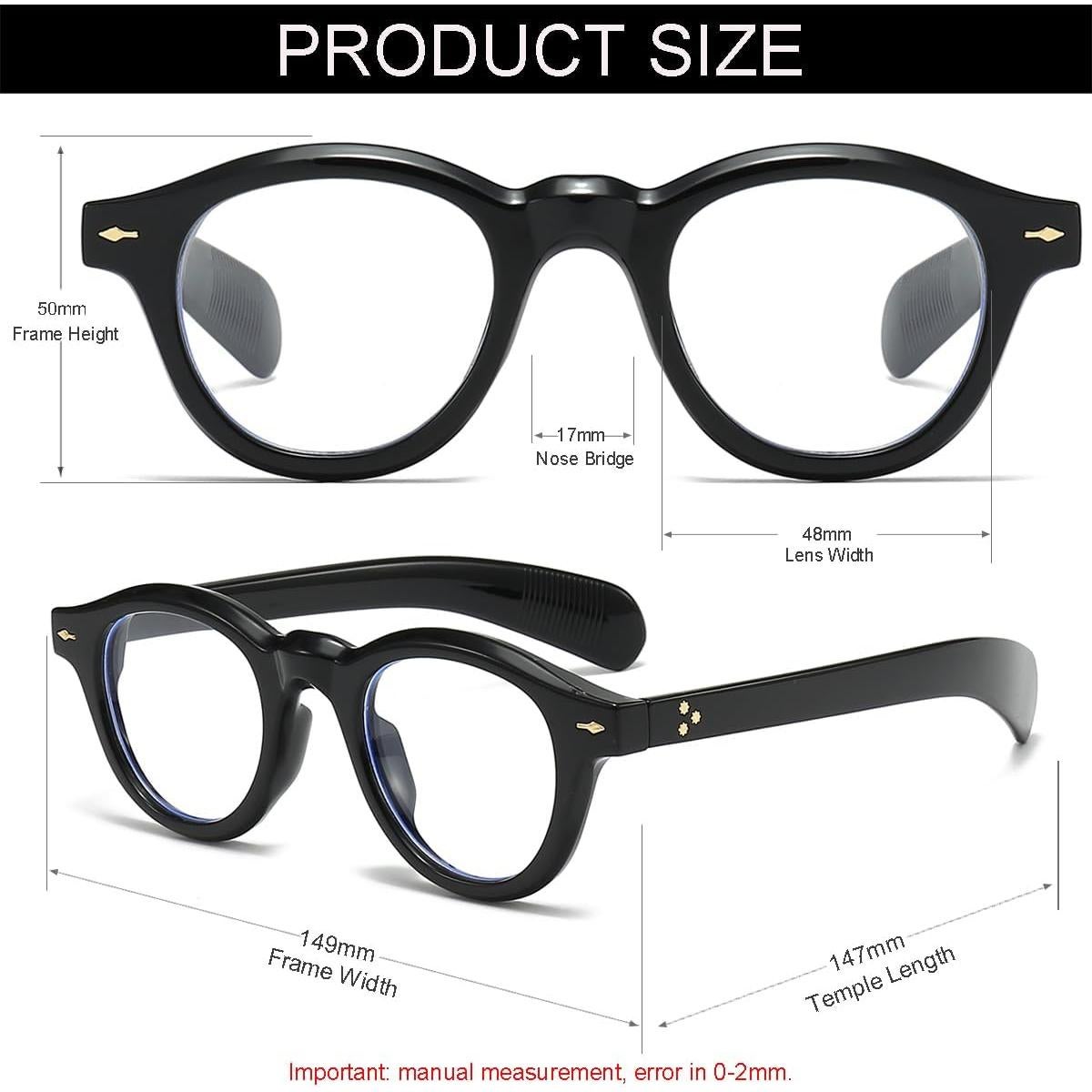 Gafas de Luz Azul NIDOVIX Redondas Unisex con Montura Gruesa