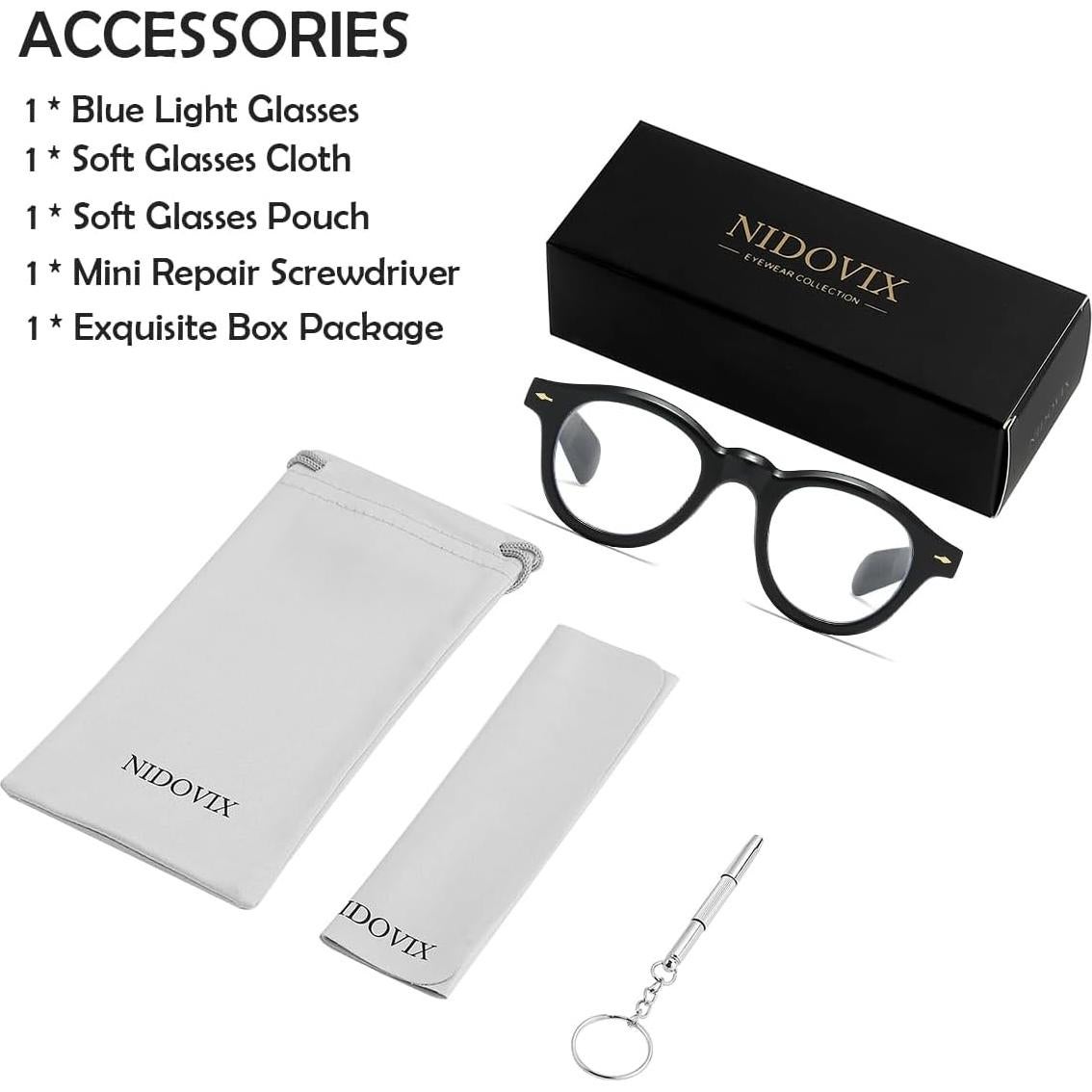 Gafas de Luz Azul NIDOVIX Redondas Unisex con Montura Gruesa