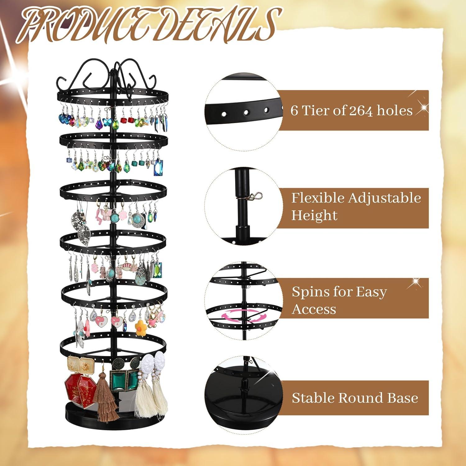 Organizador de Joyería Menkxi Soporte Giratorio 2 Pcs 16x50cm