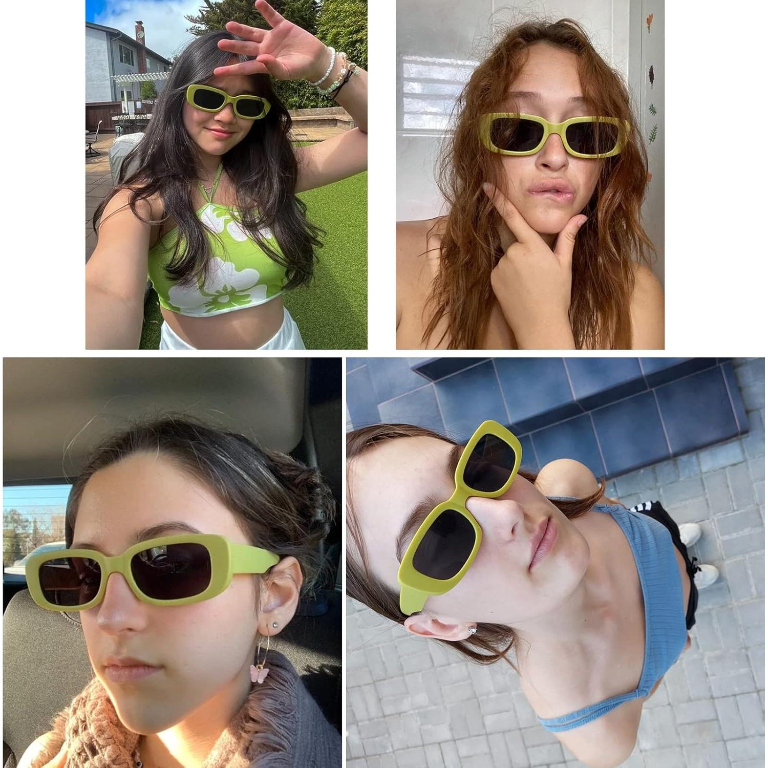 Gafas de Sol Retro Tskestvy UV400 Cuadradas para Mujeres