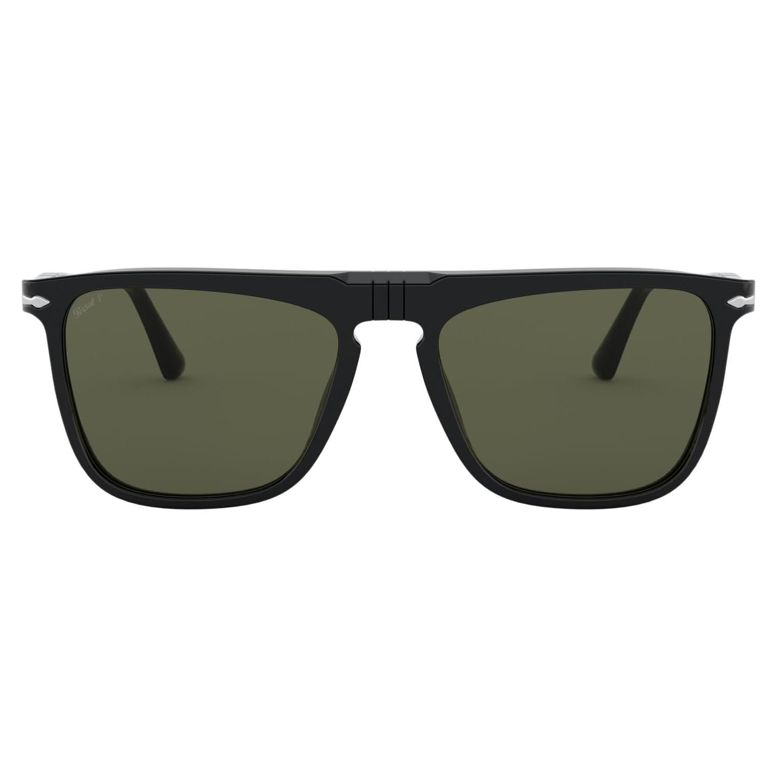 Gafas de sol unisex Persol PO3225S marco negro lentes verdes 56 mm