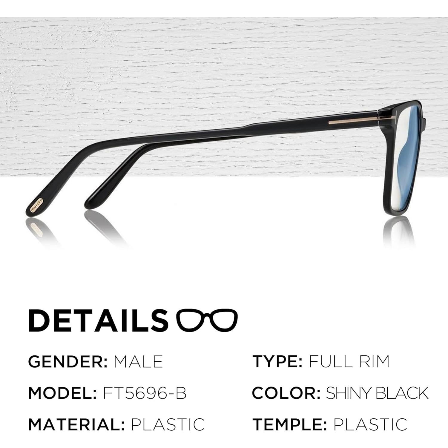 Marco de Gafas Tom Ford FT5696-B Negro Brillante + Kit de Limpieza